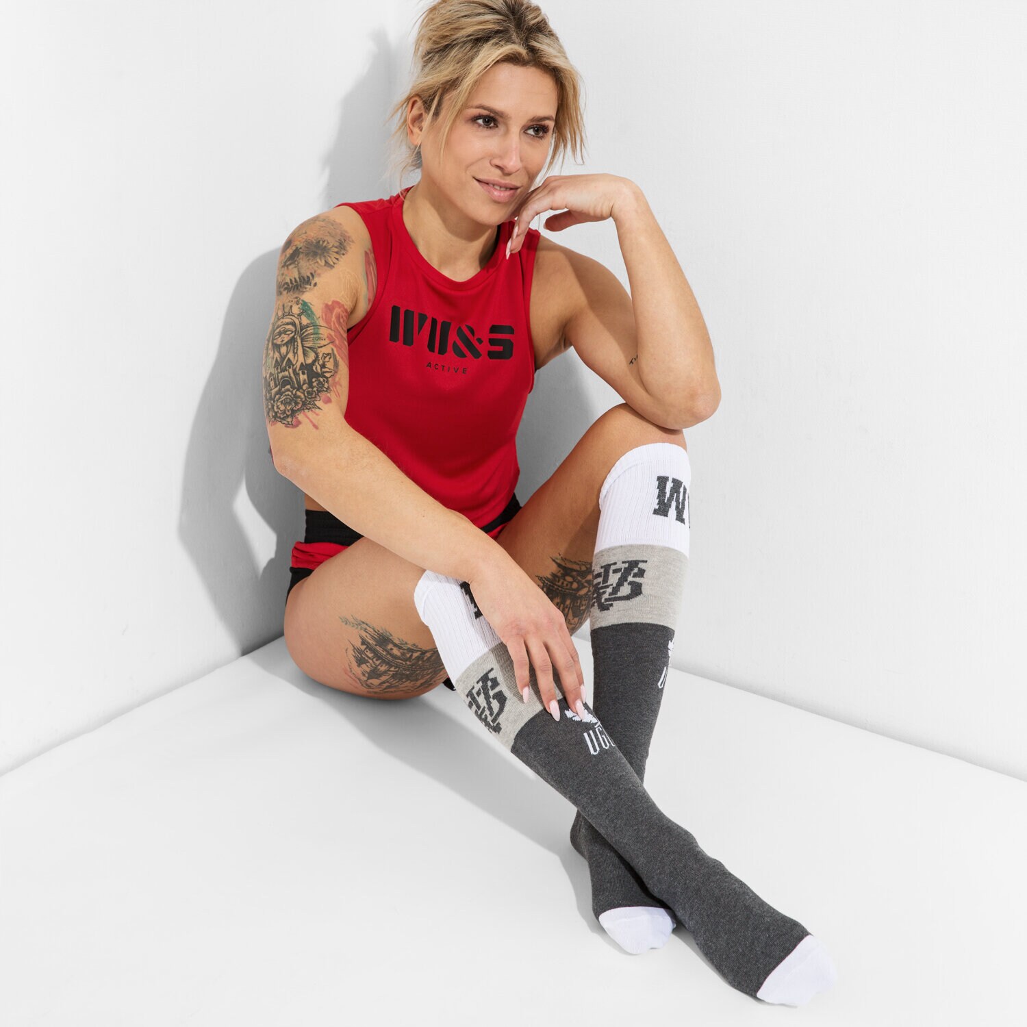 Skarpetki sportowe damskie WAKE UP & SQUAT SKARPETY WU&S UGLY WHITE&GREY WUSK001WGR SZARY