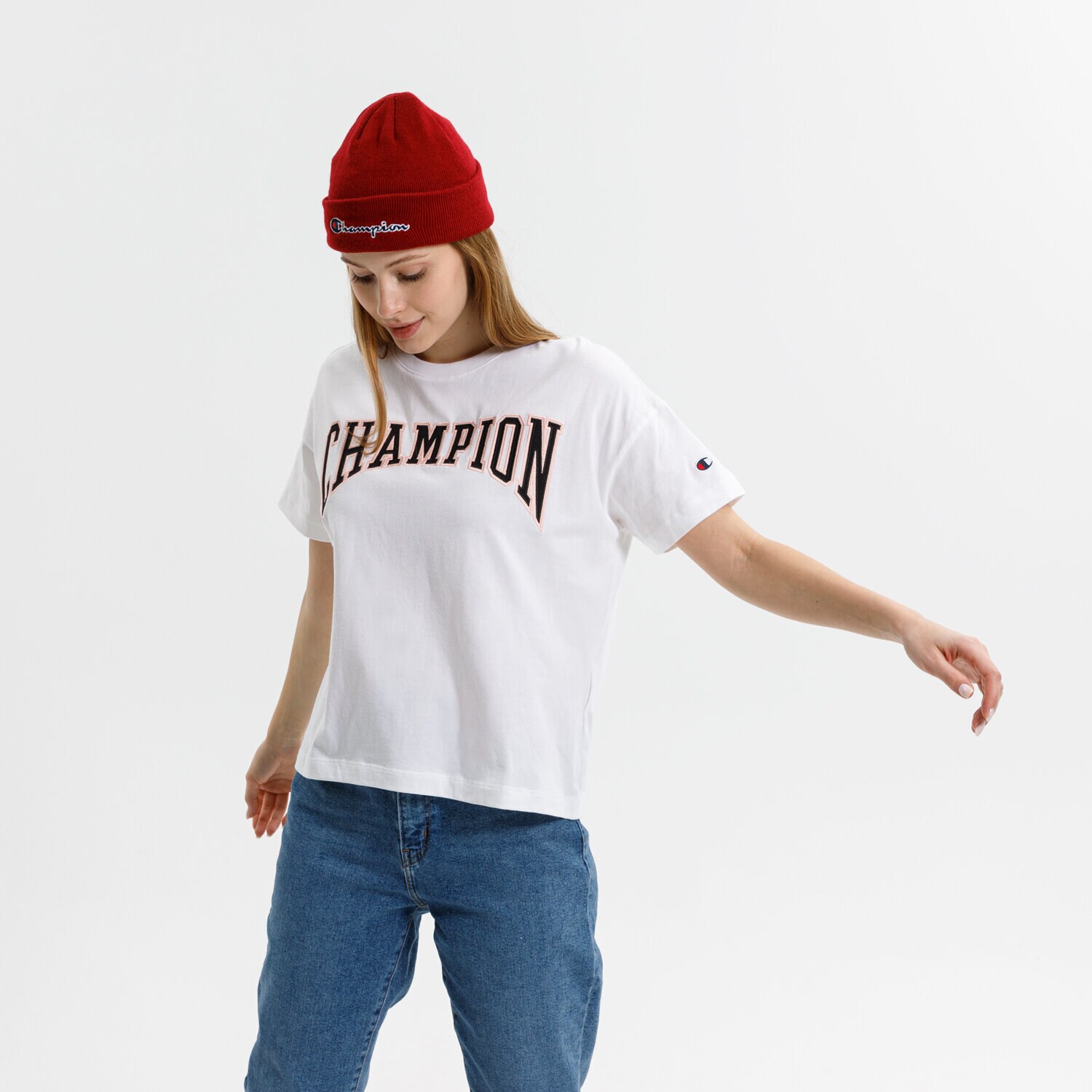 Koszulka, t-shirt damski CHAMPION T-SHIRT CREWNECK T-SHIRT 114526WW001 BIAŁY