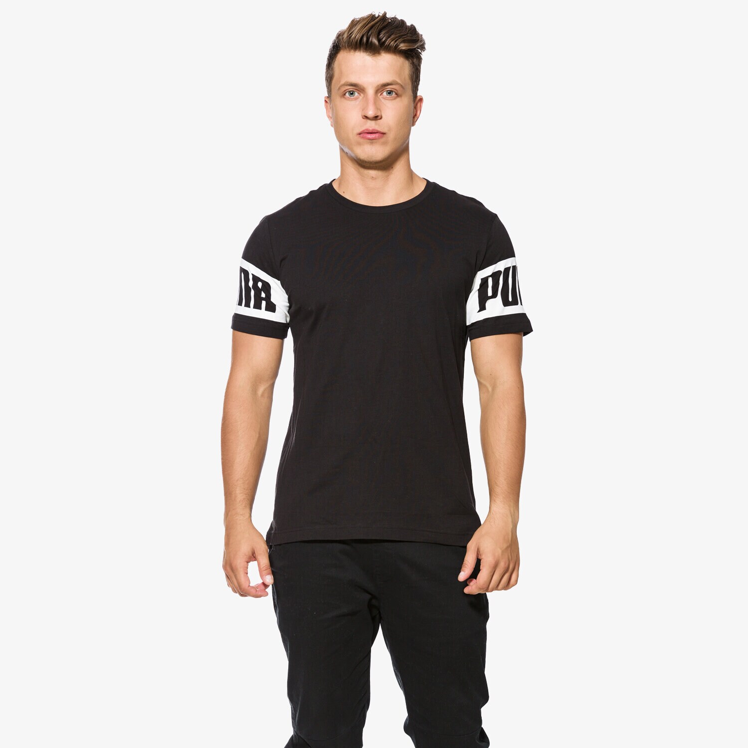 Koszulka, t-shirt sportowy męski PUMA T-SHIRT SS REBEL 59245301 CZARNY