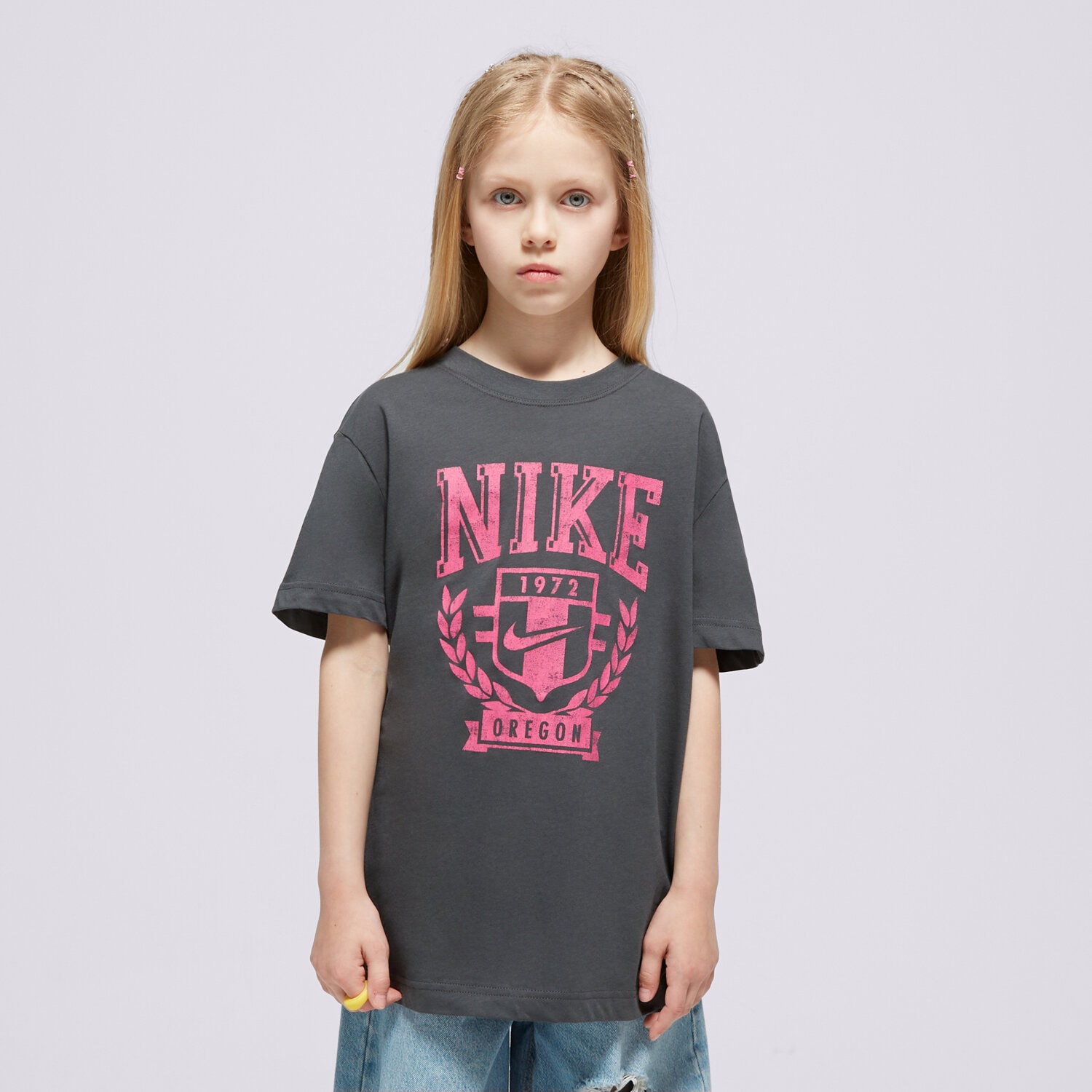 Koszulka, t-shirt dla dzieci NIKE T-SHIRT G NSW TREND BF TEE GIRL FZ4724-060 SZARY