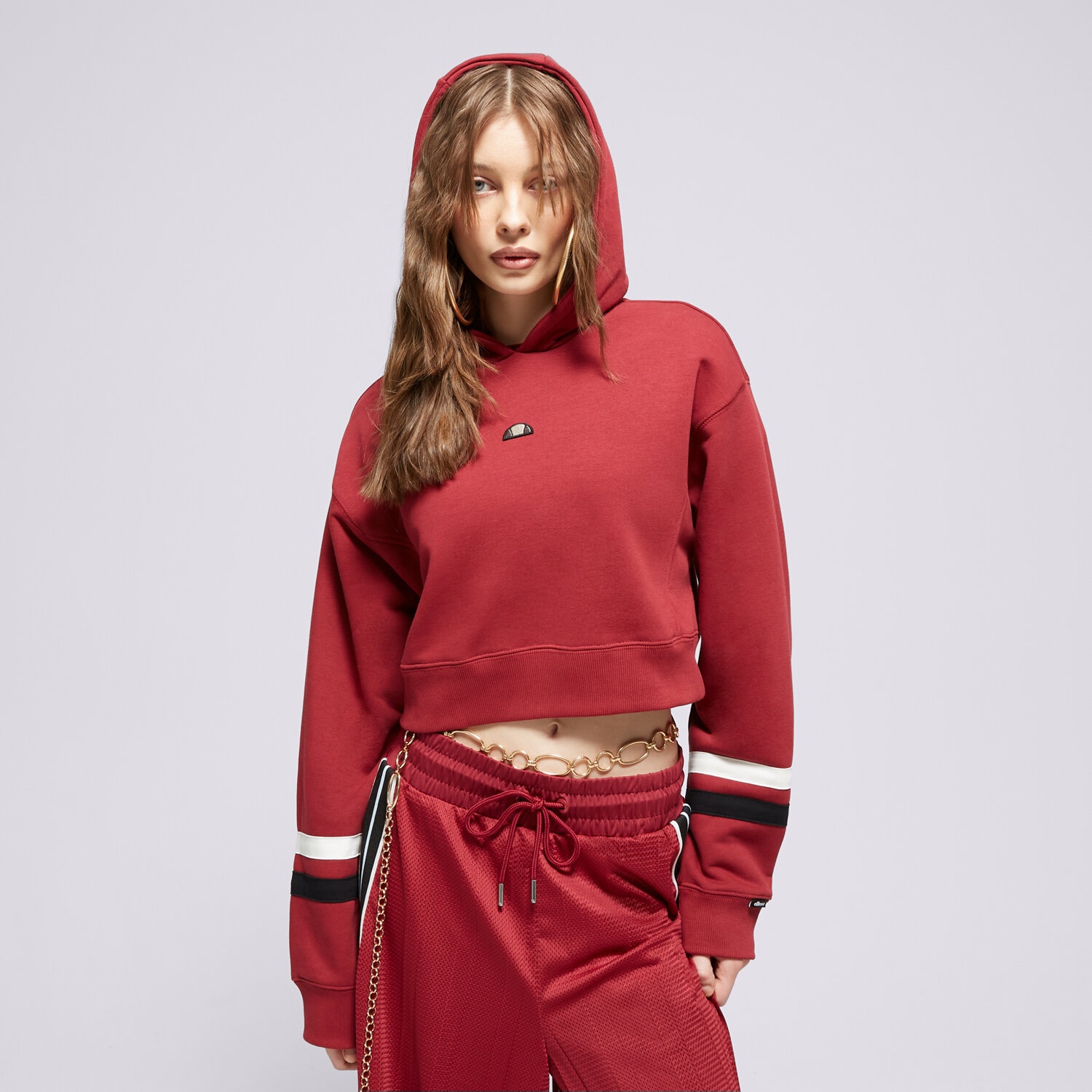 Bluza damska ELLESSE BLUZA Z KAPTUREM BARNES BRGND CROPPED HOODY SGV20145800 BORDOWY