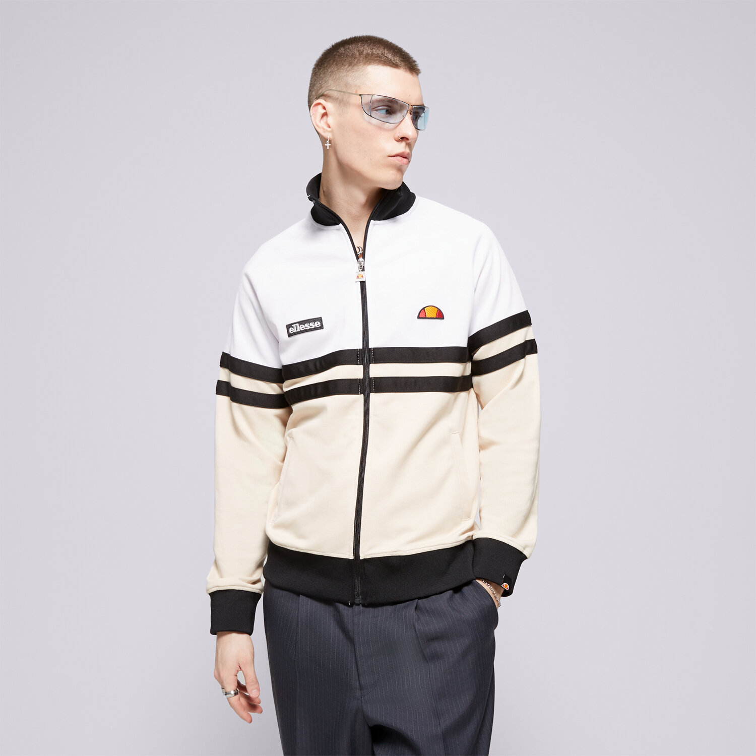 Bluza męska ELLESSE BLUZA ROZPINANA RIMINI WHT/OFF WHT TRACK TOP SHR00892623 BIAŁY