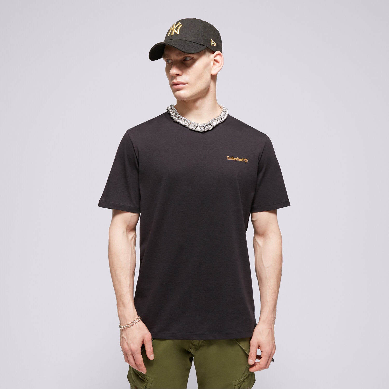 Koszulka, t-shirt sportowy męski TIMBERLAND T-SHIRT SMALL LOGO PRINT TEE TB0A5QQT0011 CZARNY