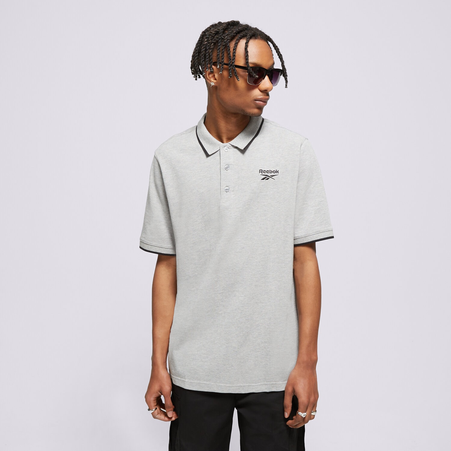 Koszulka, t-shirt sportowy męski REEBOK POLO REEBOK IDENTITY SMALL LOGO POLO 100073037 SZARY
