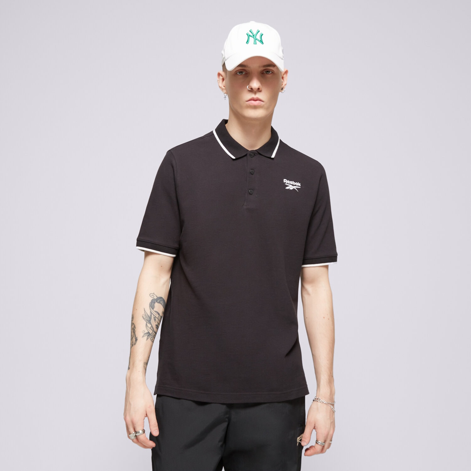 Koszulka, t-shirt sportowy męski REEBOK POLO REEBOK IDENTITY SMALL LOGO POLO 100073035 CZARNY