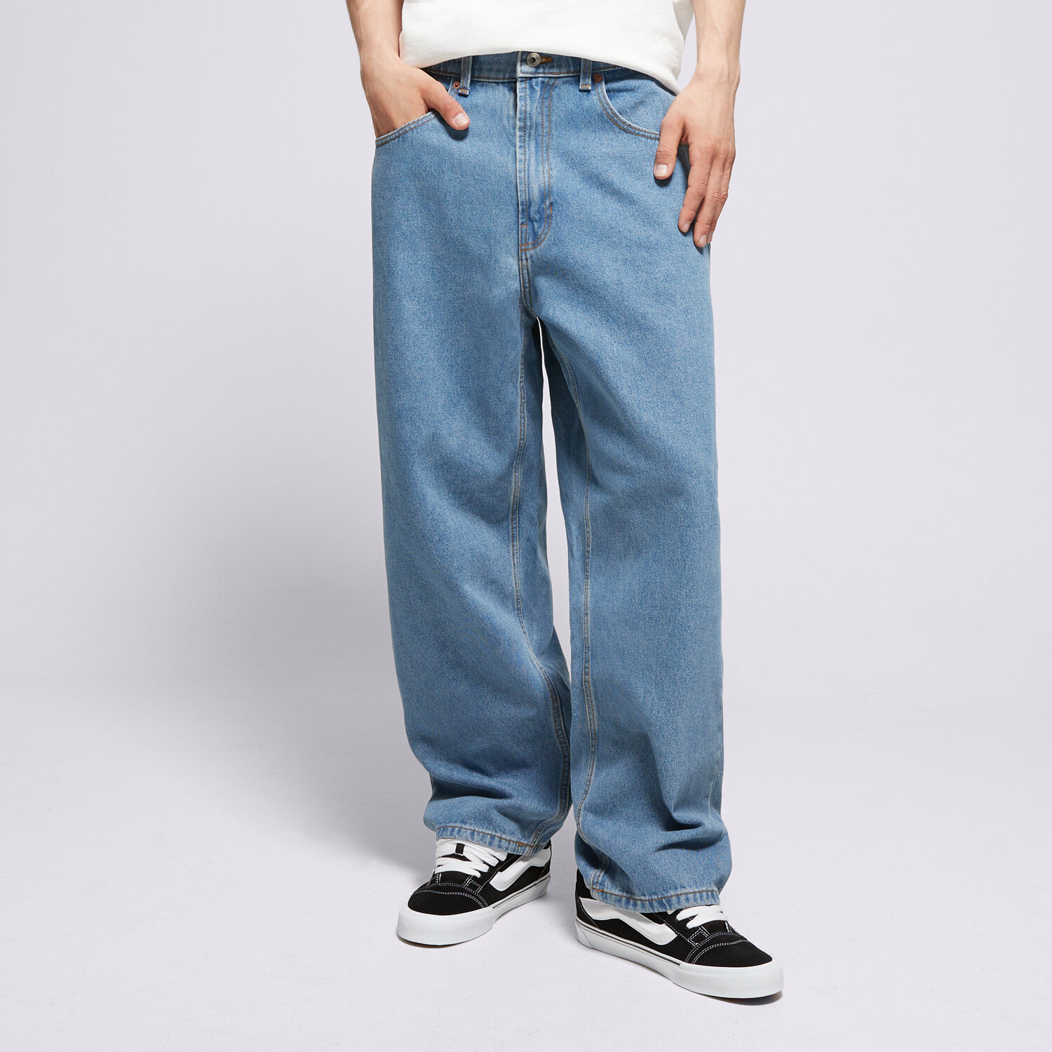 Spodnie sportowe męskie VANS SPODNIE CHECK-5 BAGGY DENIM VN0008NACDX1 NIEBIESKI