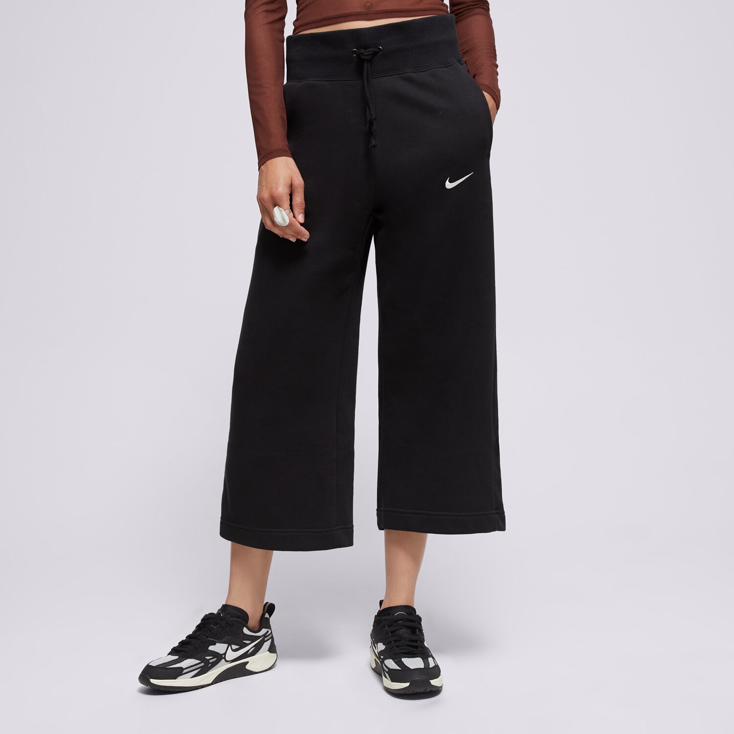 Spodnie sportowe damskie NIKE SPODNIE W NSW PHNX FLC HR CROP SWTP FB8313-010 CZARNY