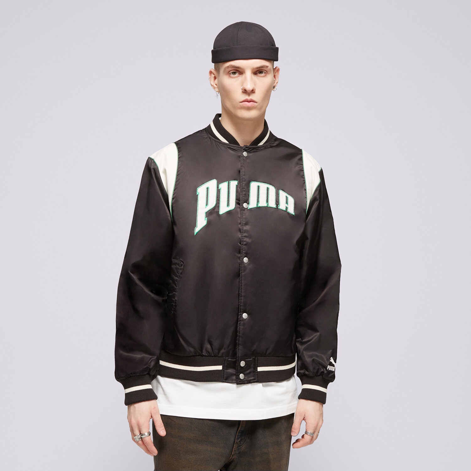 Kurtka wiosenna / jesienna męska PUMA KURTKA PUMA TEAM VARSITY JACKET 62369101 CZARNY