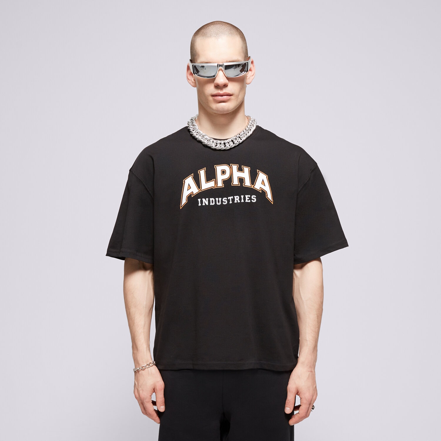 Koszulka, t-shirt sportowy męski ALPHA INDUSTRIES T-SHIRT COLLEGE T 14650103 CZARNY