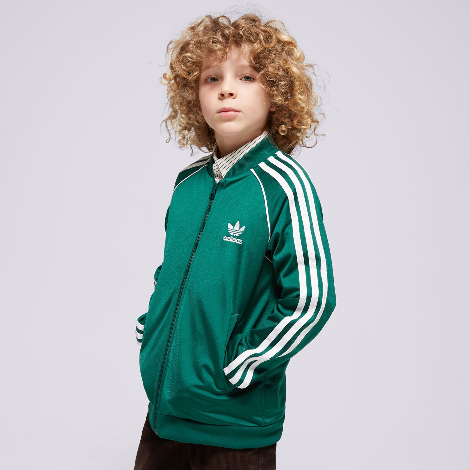 Sportowa bluza dziecięca ADIDAS BLUZA SST TRACK TOP BOY IN8477 ZIELONY