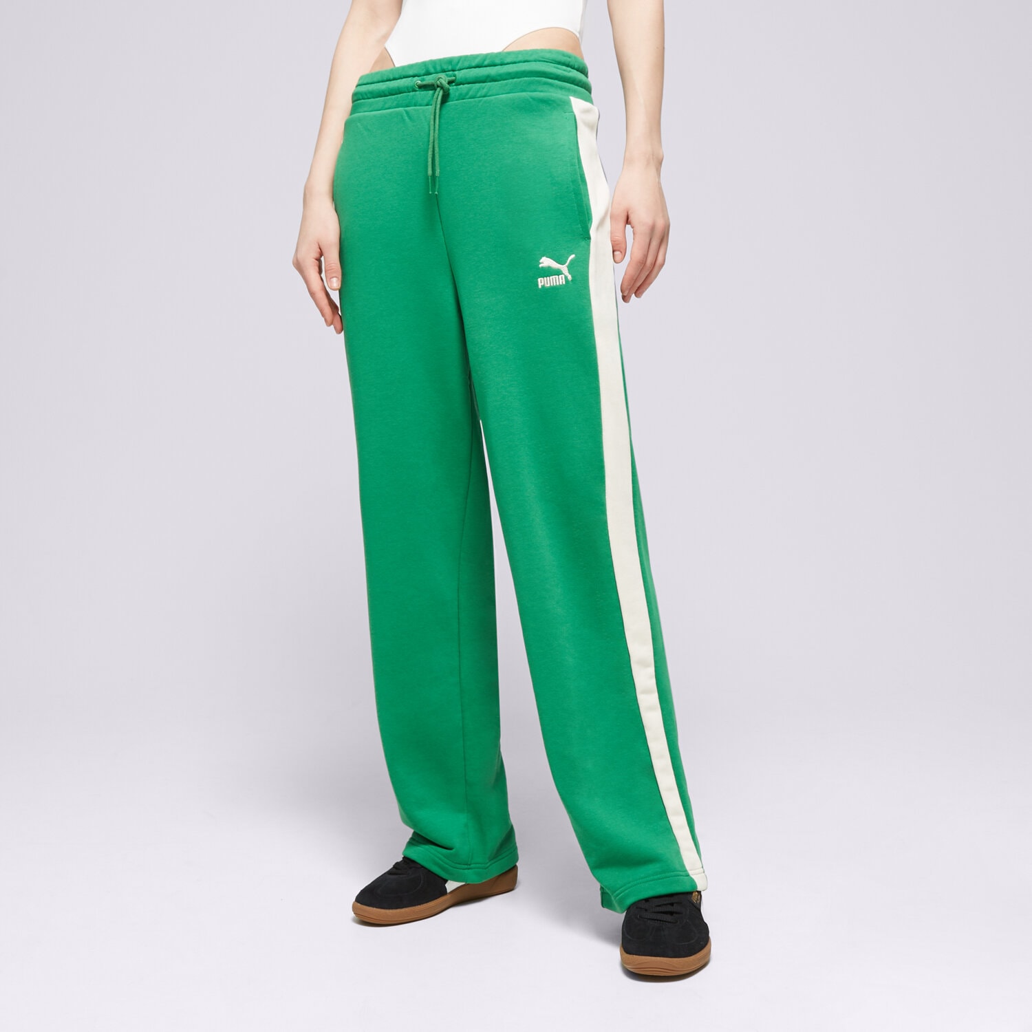 Spodnie sportowe damskie PUMA SPODNIE ICONIC T7 STRAIGHT LEG TRACK 62541186 ZIELONY