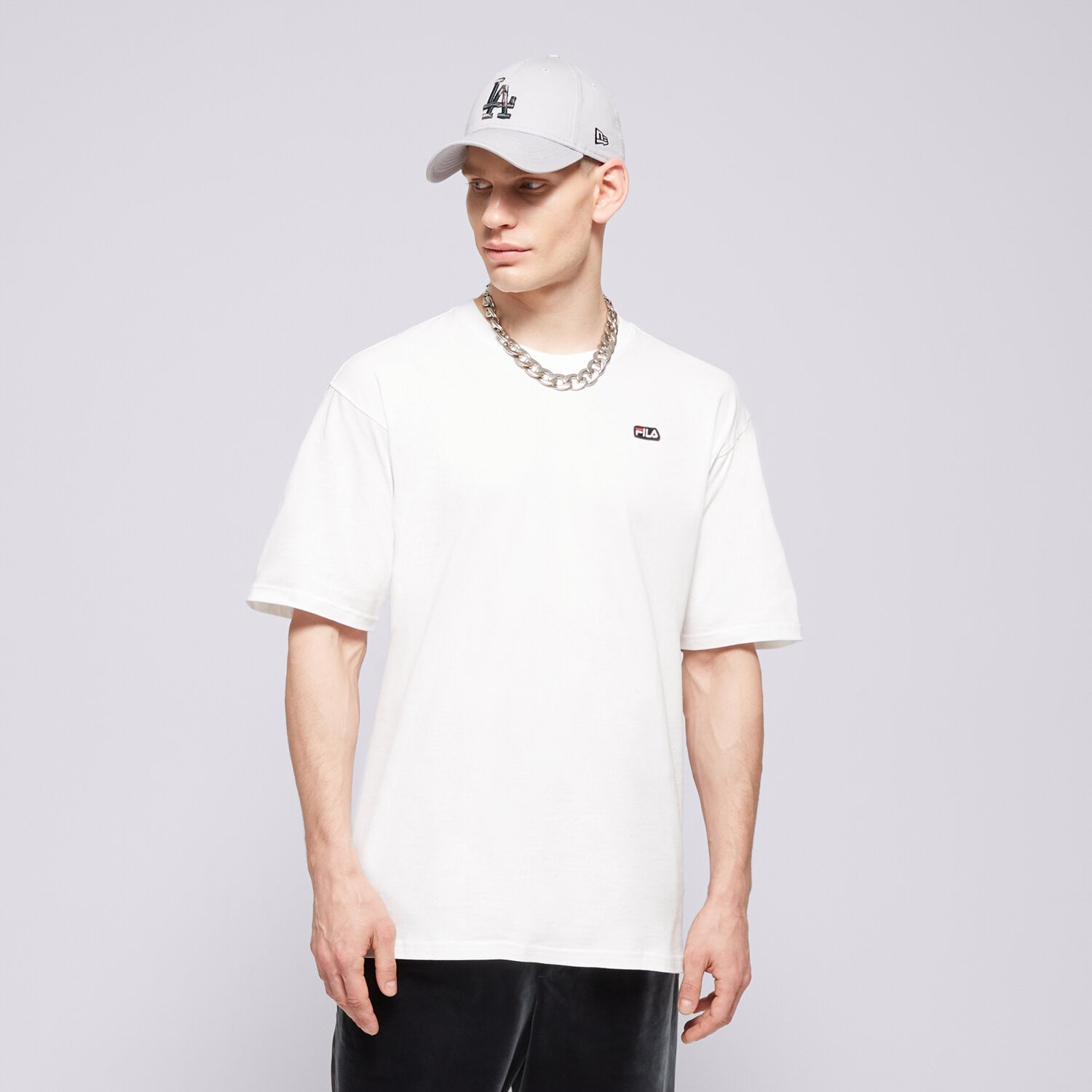 Koszulka, t-shirt sportowy męski FILA T-SHIRT BADGE LOGO TEE FI124TSM70100 BIAŁY