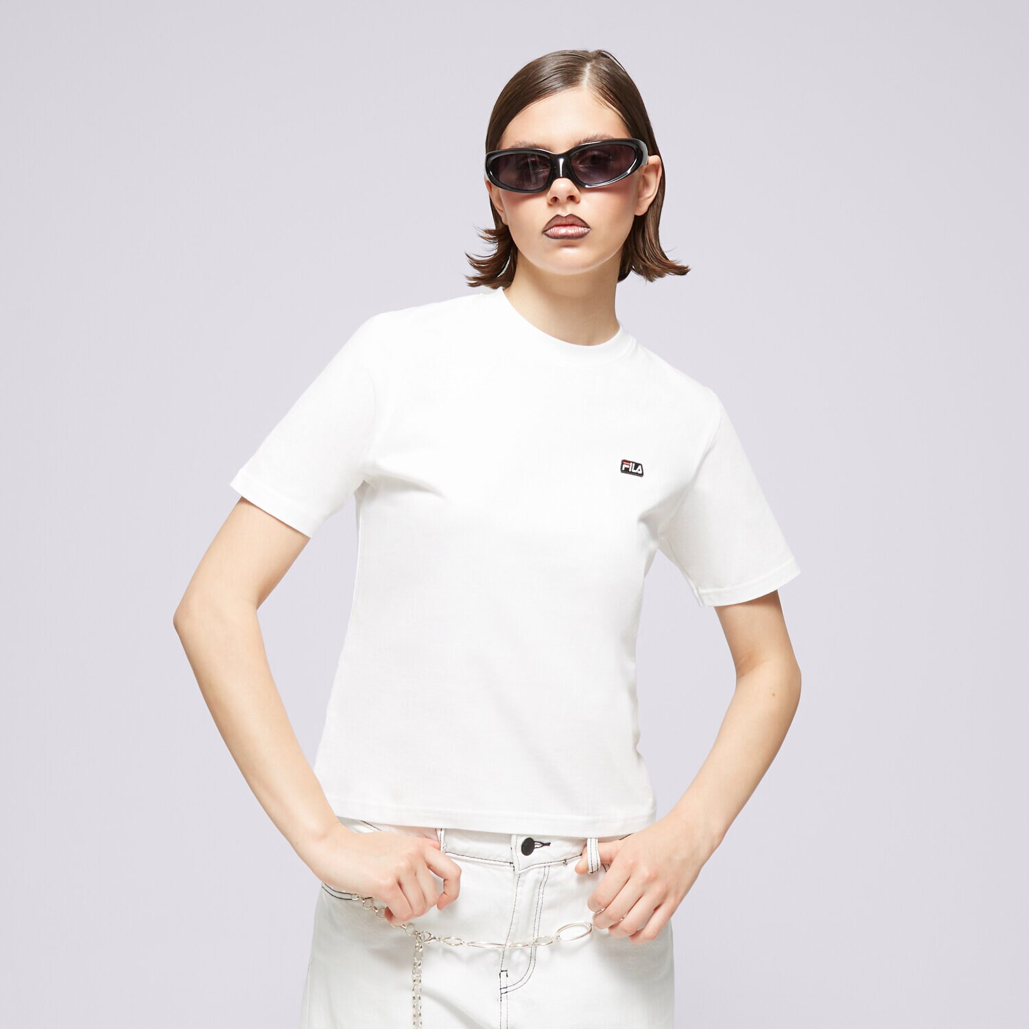 Koszulka, t-shirt damski FILA T-SHIRT BADGE LOGO TEE FI124TSD70100 BIAŁY