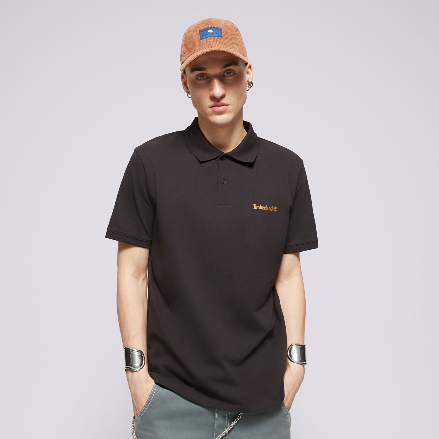 Koszulka, t-shirt sportowy męski TIMBERLAND POLO SMALL LOGO PRINT POLO TB0A5QQ60011 CZARNY
