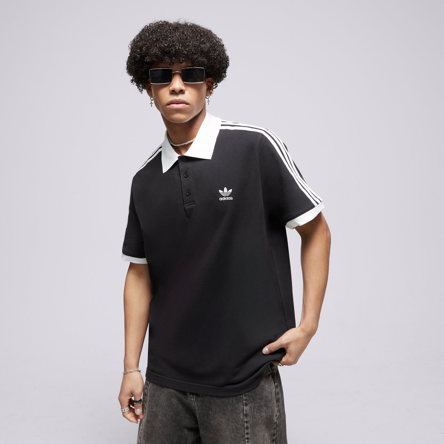 Koszulka, t-shirt sportowy męski ADIDAS POLO 3-STRIPE POLO IL2501 CZARNY