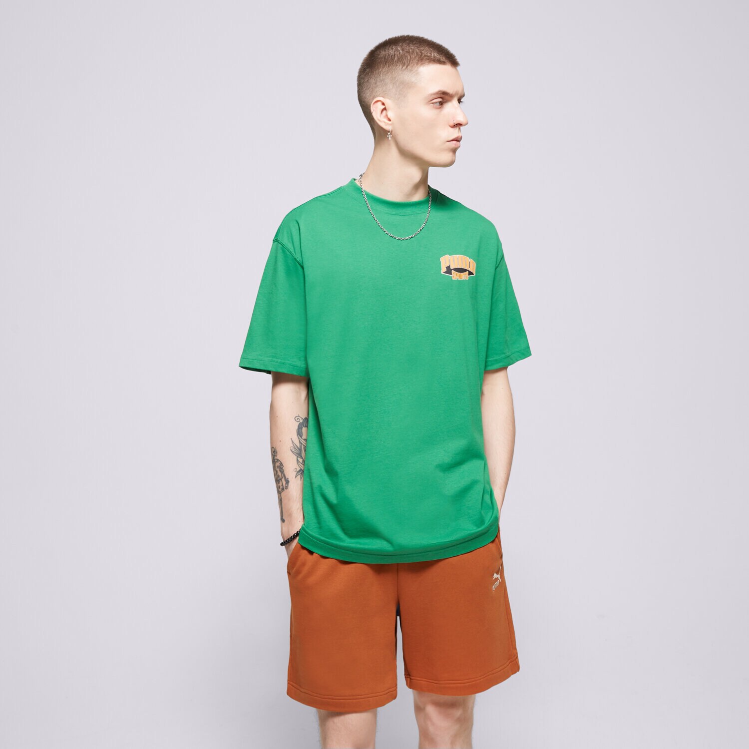 Koszulka, t-shirt sportowy męski PUMA T-SHIRT PUMA TEAM FOR THE FANBASE GRAPHIC TEE 62439586 ZIELONY