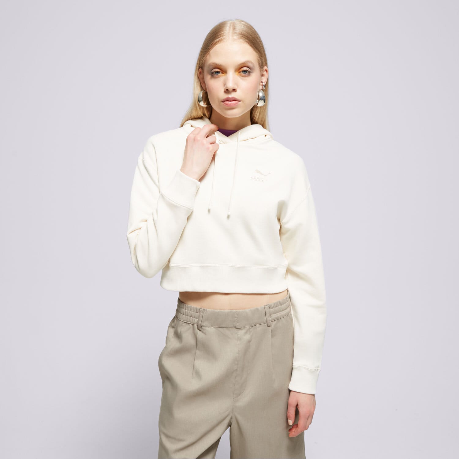Bluza damska PUMA BLUZA Z KAPTUREM BETTER CLASSICS CROPPED 62422999 BEŻOWY