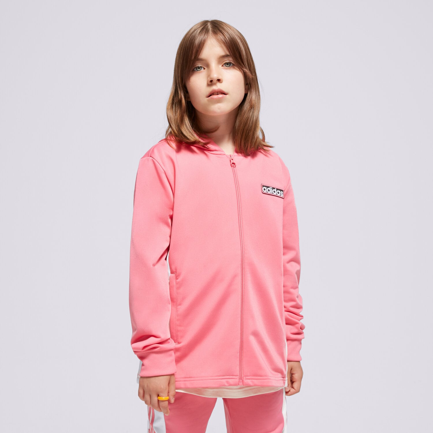 Sportowa bluza dziecięca ADIDAS BLUZA Z KAPTUREM FZ HOODIE GIRL IN2115 RÓŻOWY