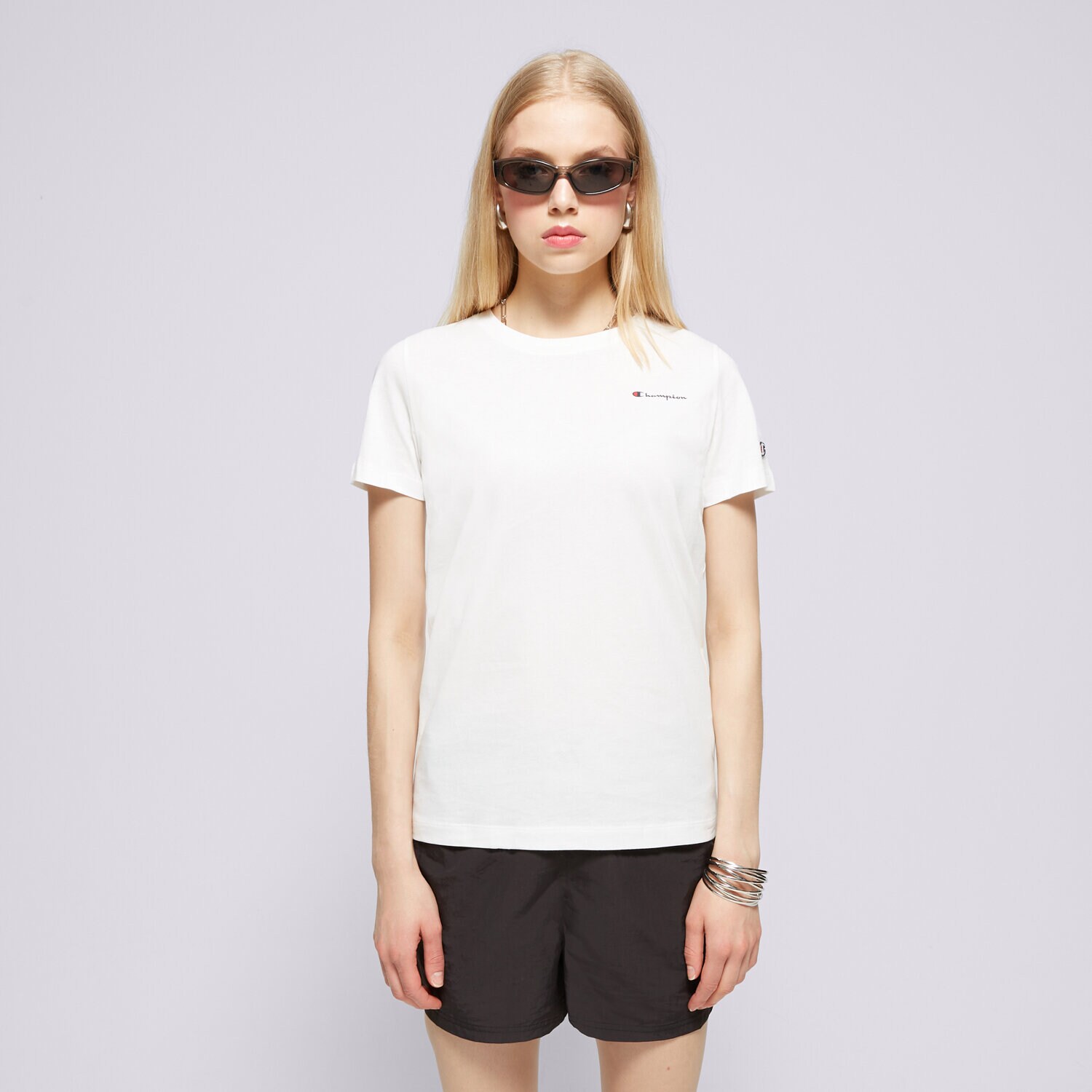 Koszulka, t-shirt damski CHAMPION T-SHIRT CREWNECK T-SHIRT 117367WW001 BIAŁY