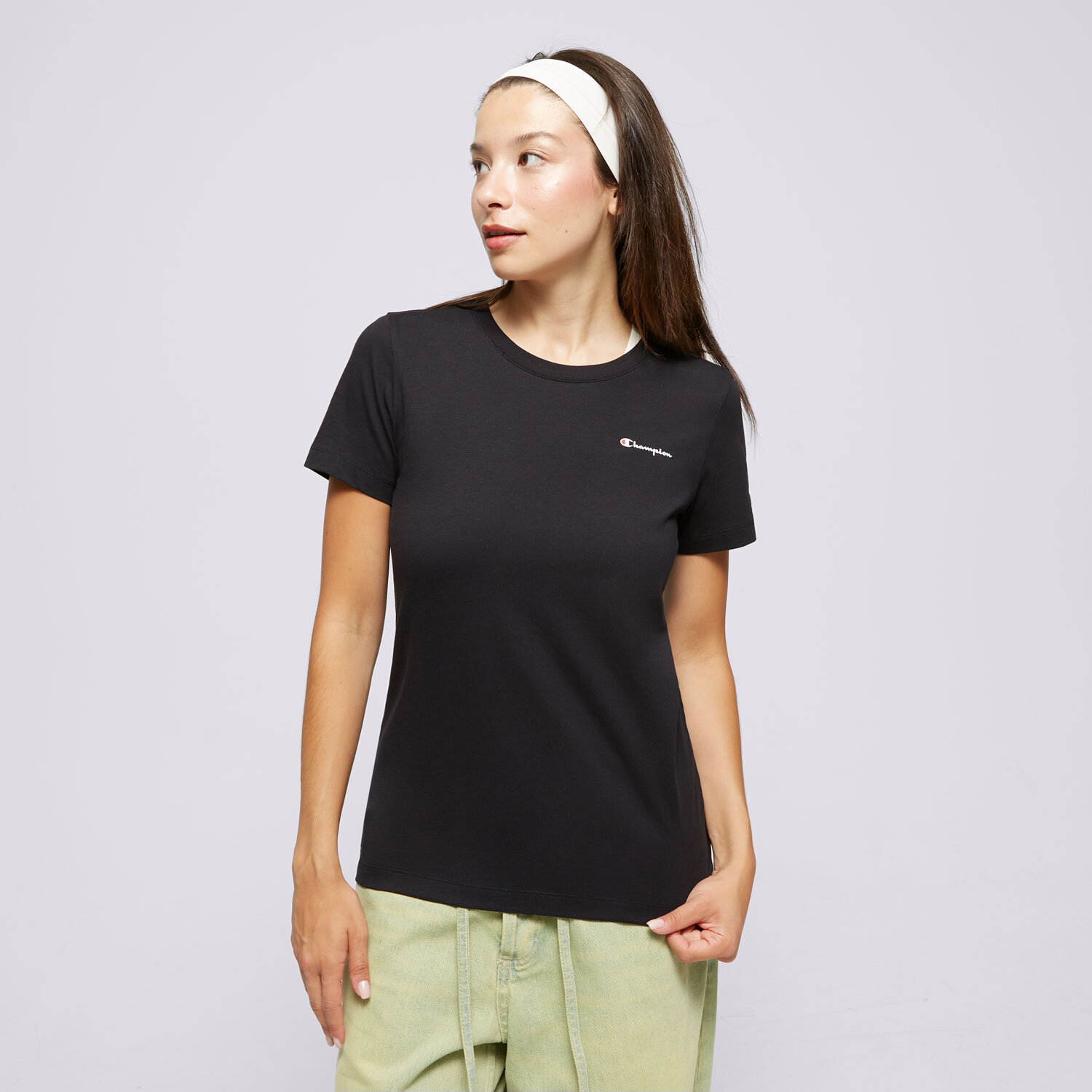 Koszulka, t-shirt damski CHAMPION T-SHIRT CREWNECK T-SHIRT 117367KK001 CZARNY
