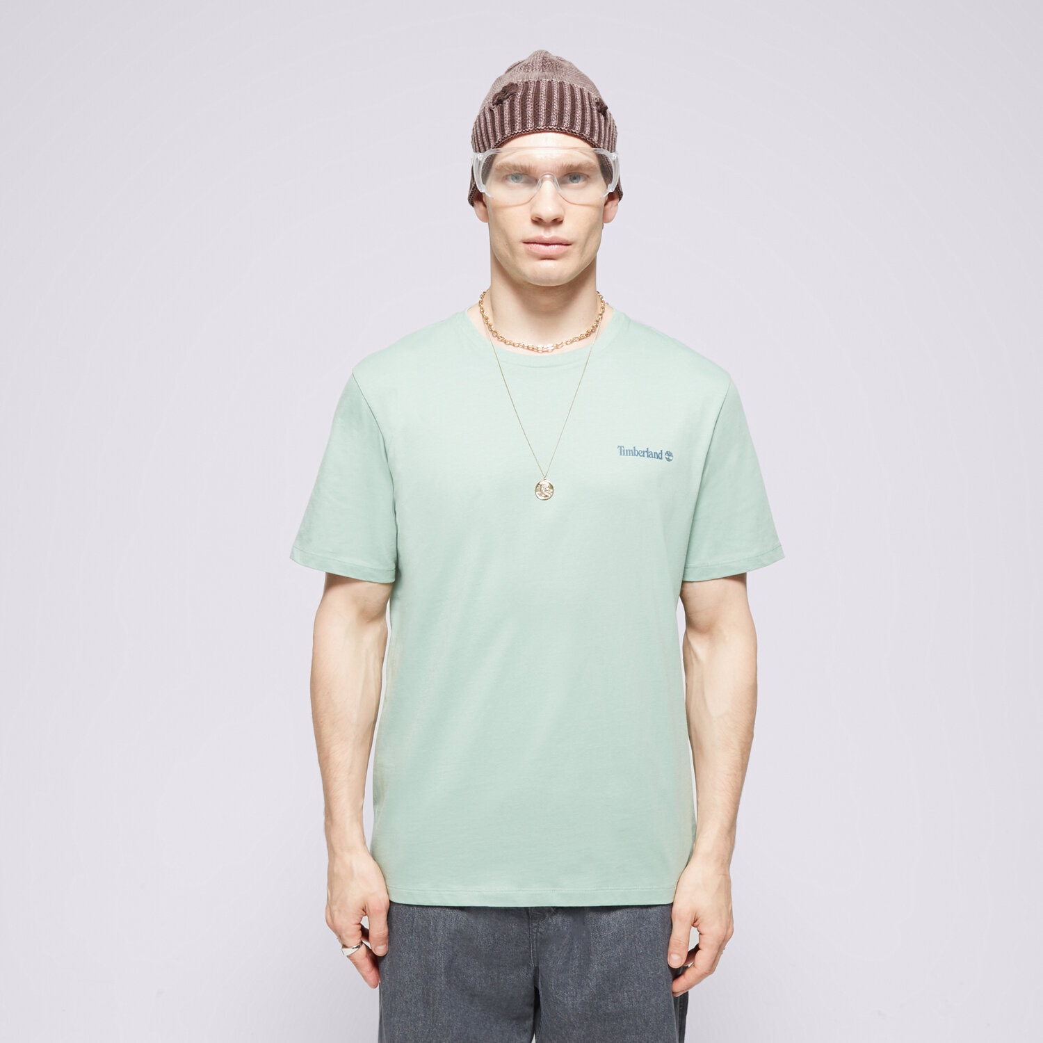 Koszulka, t-shirt sportowy męski TIMBERLAND T-SHIRT SMALL LOGO PRINT TEE TB0A5QQTEW01 ZIELONY