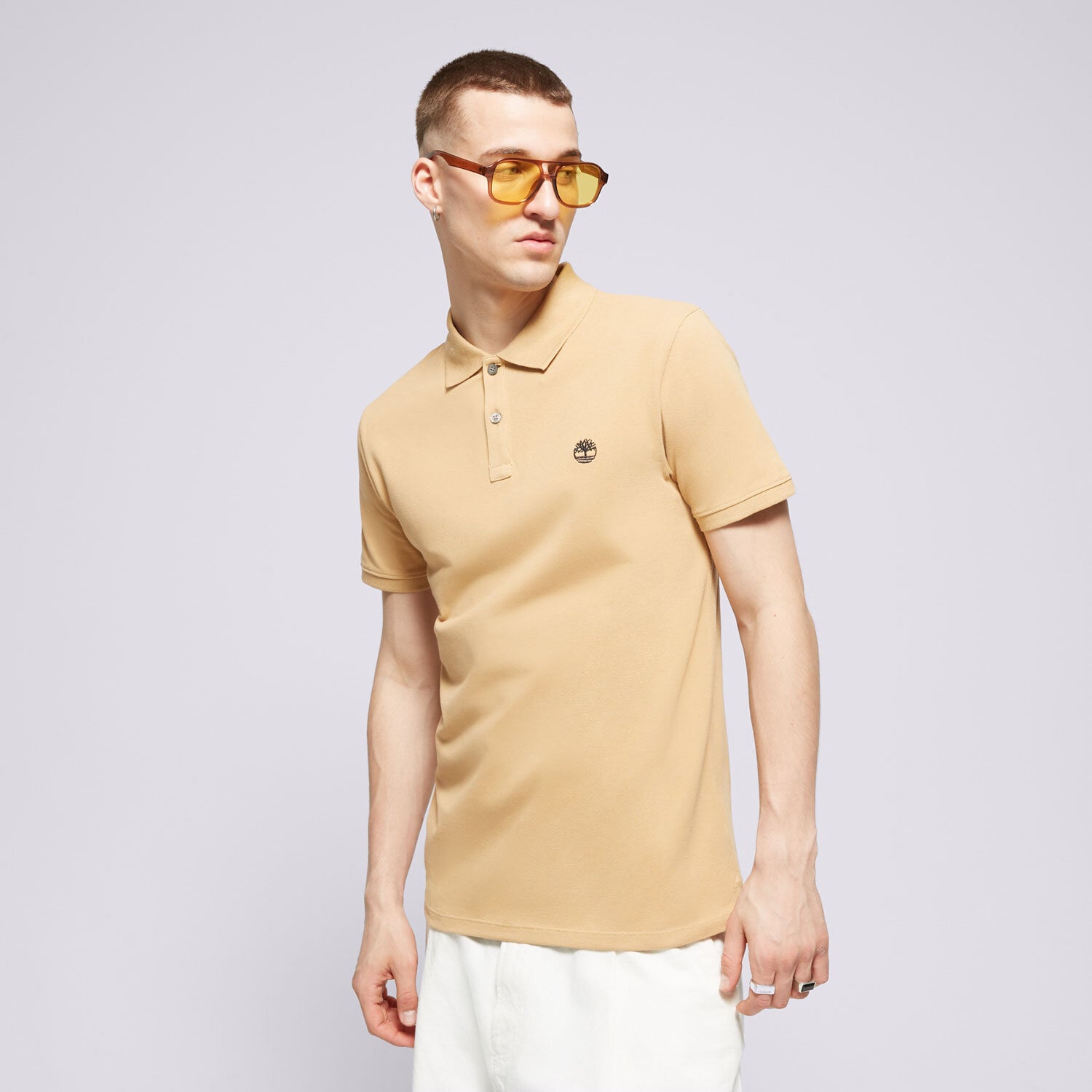 Koszulka, t-shirt sportowy męski TIMBERLAND POLO TFO CHEST LOGO TB0A2BS1EH31 BRĄZOWY