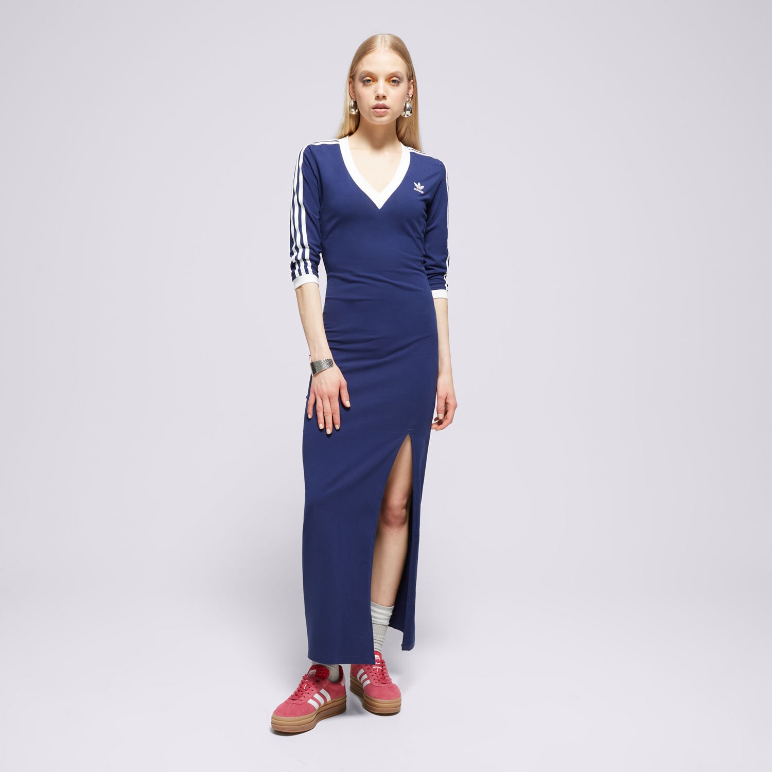 Modna sukienka sportowa ADIDAS SUKIENKA MAXI DRESS V IP2987 GRANATOWY