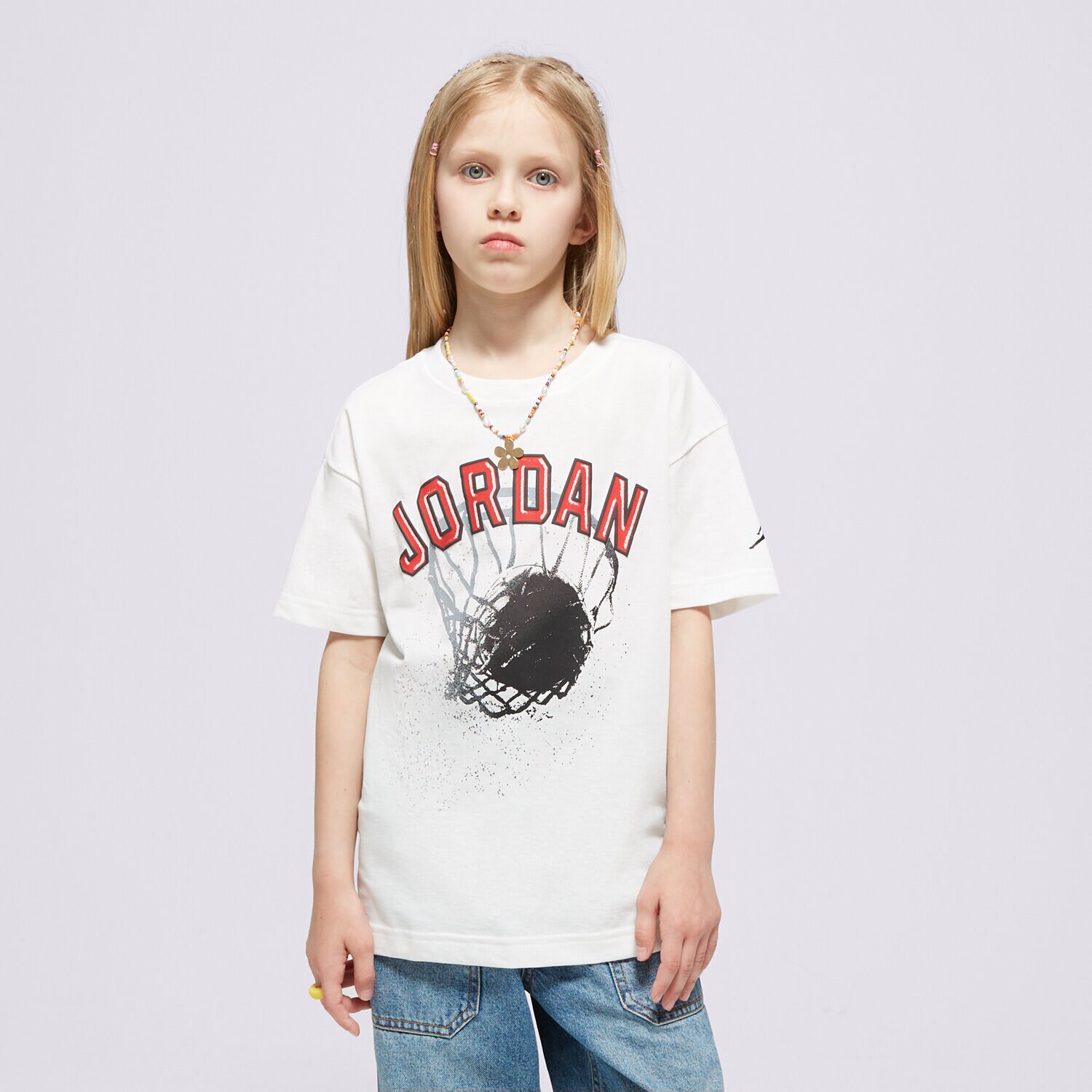 Koszulka, t-shirt dla dzieci JORDAN T-SHIRT JORDAN HOOP STYLE SS TEE GIRL 45C991-782 BIAŁY