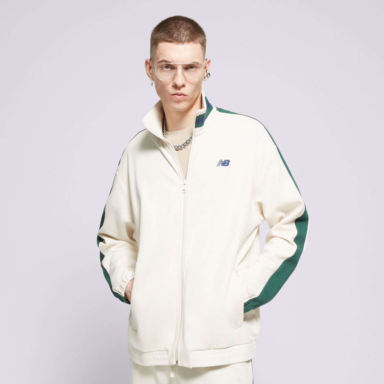 Bluza męska NEW BALANCE BLUZA SGH FULL ZIP MJ41503LIN BIAŁY