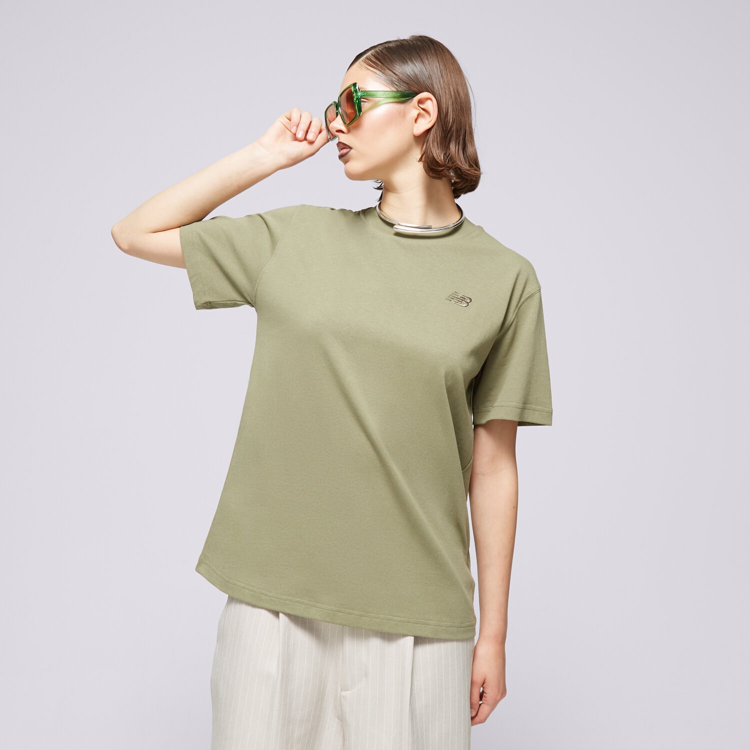 Koszulka, t-shirt damski NEW BALANCE T-SHIRT ATHLETICS JERSEY WT41501DEK KHAKI