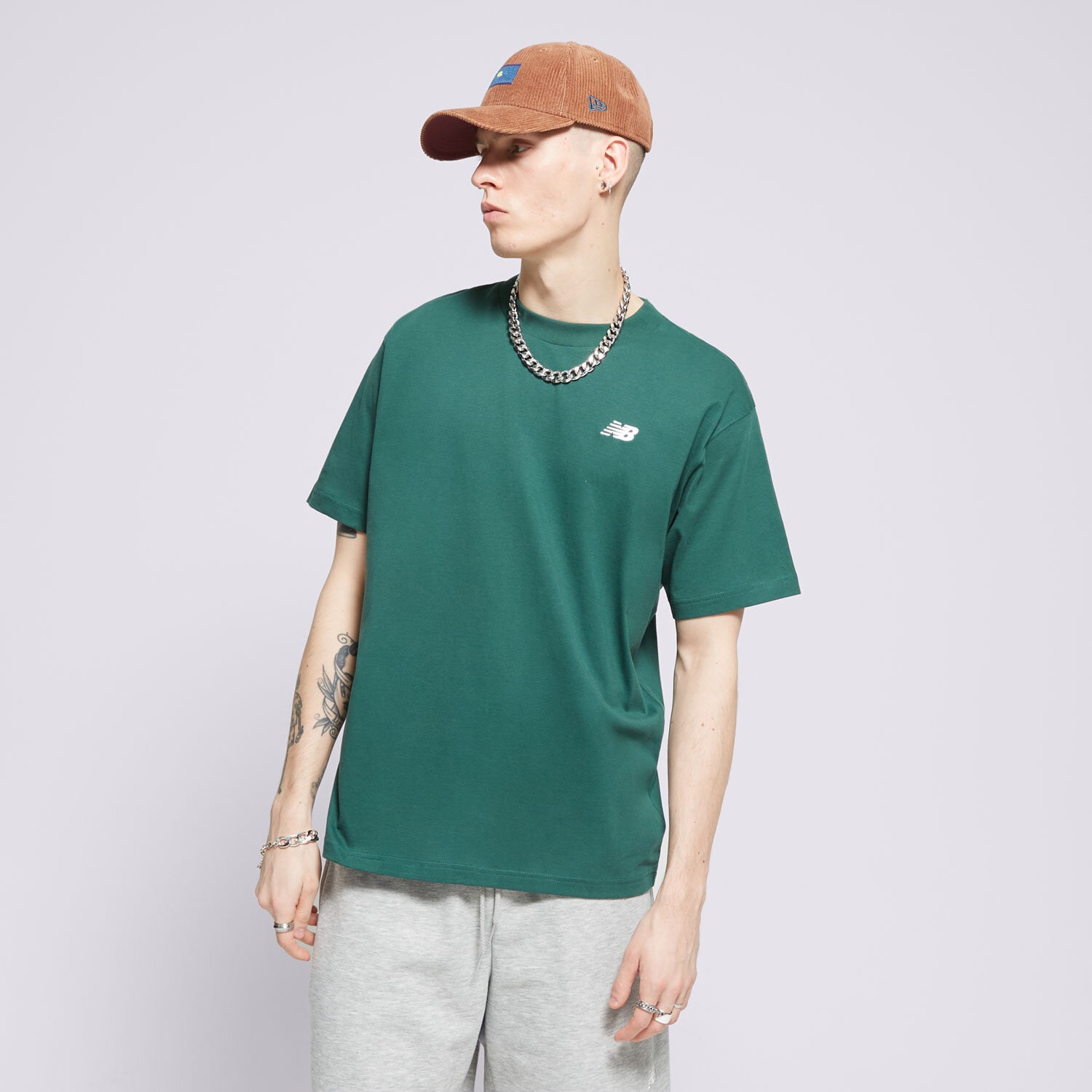 Koszulka, t-shirt sportowy męski NEW BALANCE T-SHIRT SMALL LOGO MT41509NWG ZIELONY