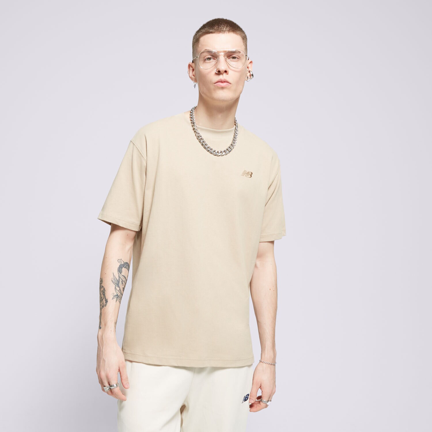 Koszulka, t-shirt sportowy męski NEW BALANCE T-SHIRT ATHLETICS JERSEY TEE MT41533SOT BEŻOWY