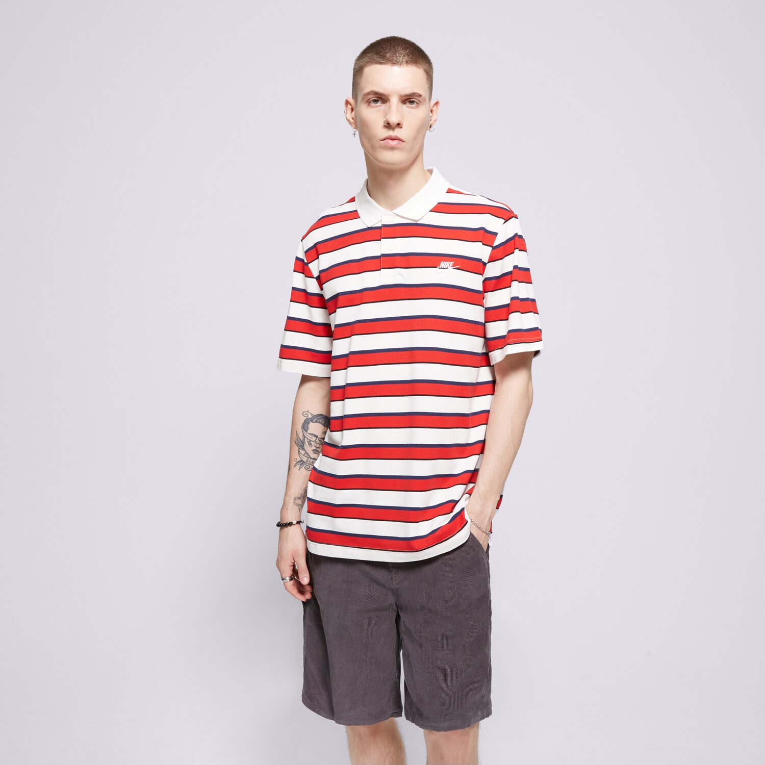 Koszulka, t-shirt sportowy męski NIKE POLO M NK CLUB STRIPE POLO FN3896-133 MULTICOLOR