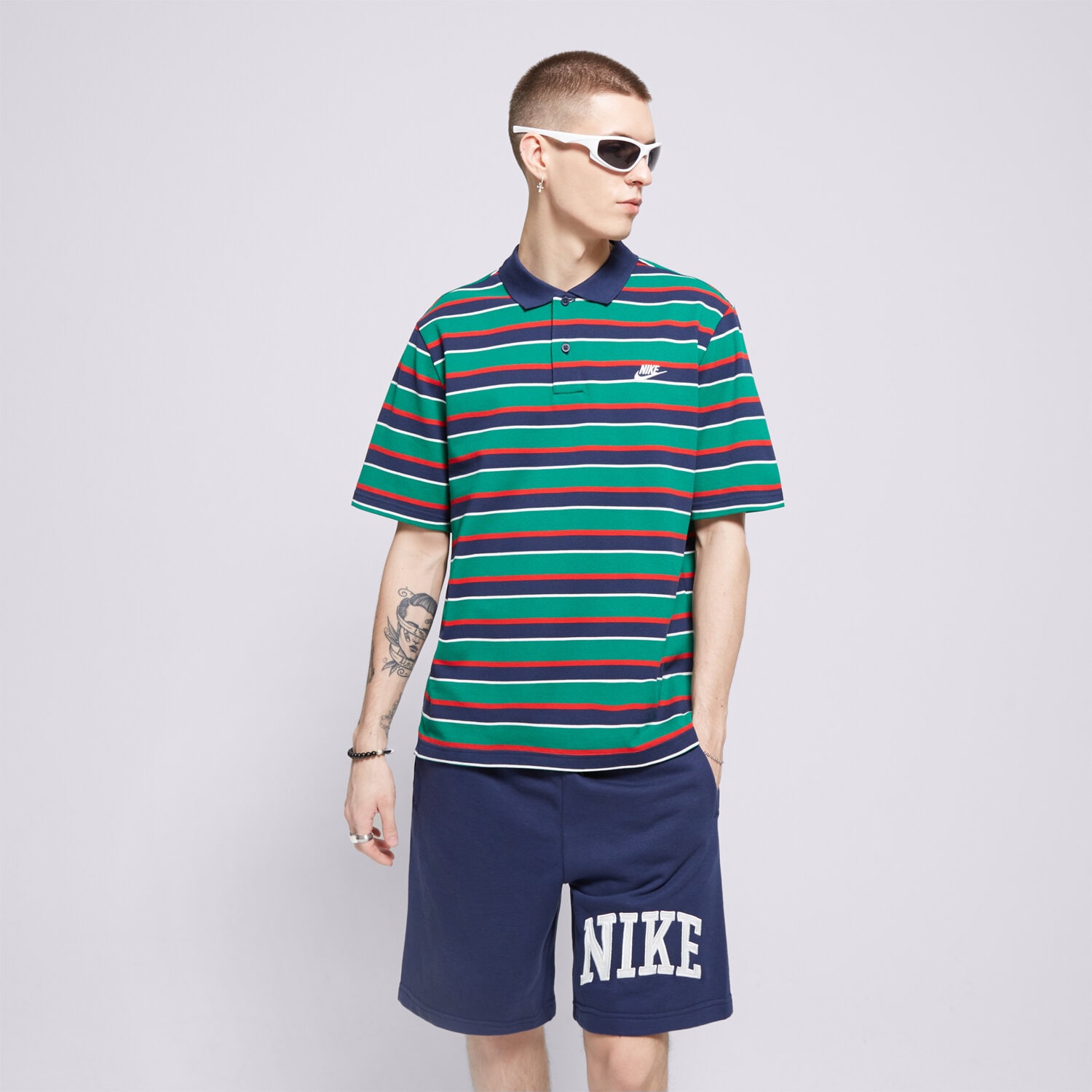 Koszulka, t-shirt sportowy męski NIKE POLO M NK CLUB STRIPE POLO FN3896-410 MULTICOLOR