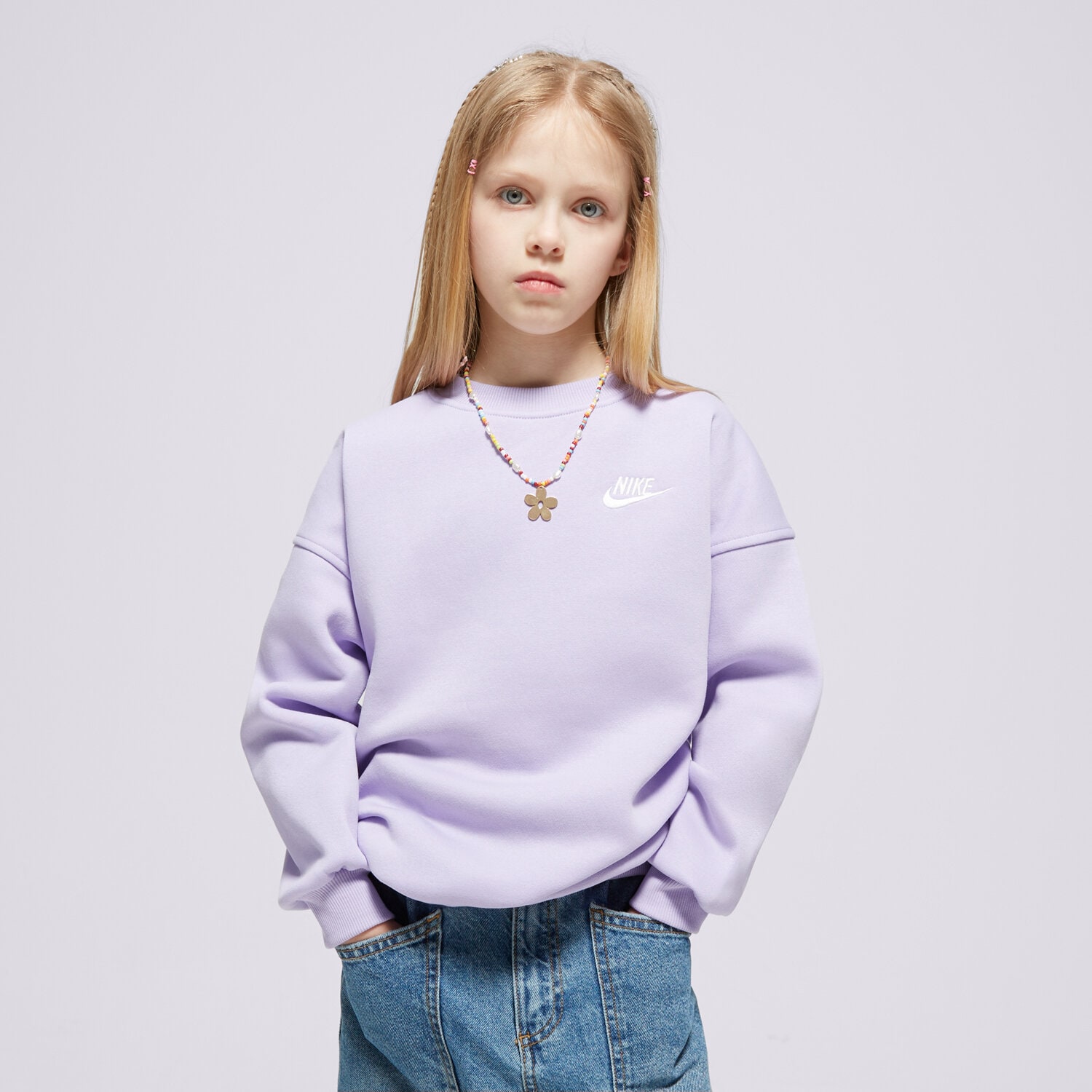 Sportowa bluza dziecięca NIKE BLUZA SPORTSWEAR CLUB FLEECE GIRL FD2923-515 FIOLETOWY
