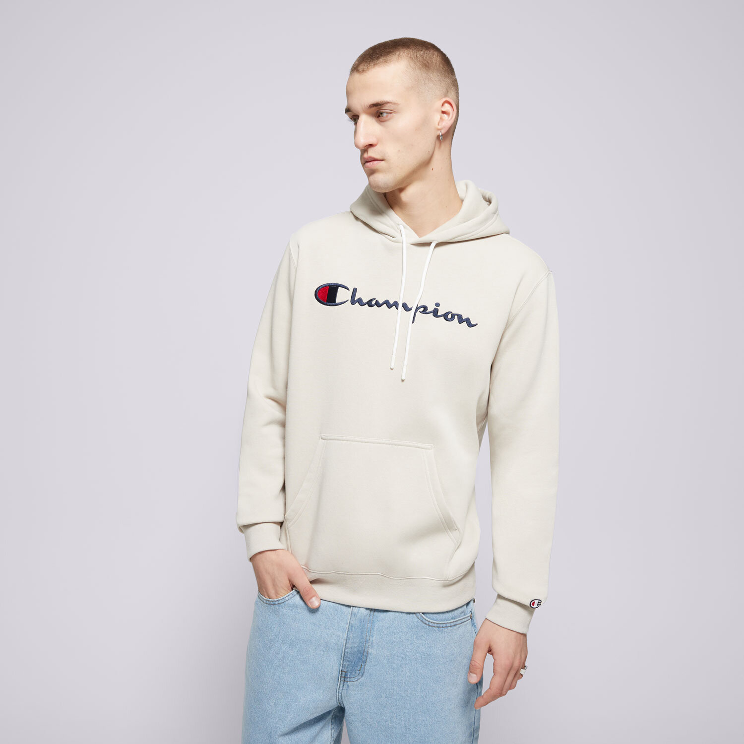 Bluza męska CHAMPION BLUZA Z KAPTUREM HOODED SWEATSHIRT 219203ES057 BEŻOWY