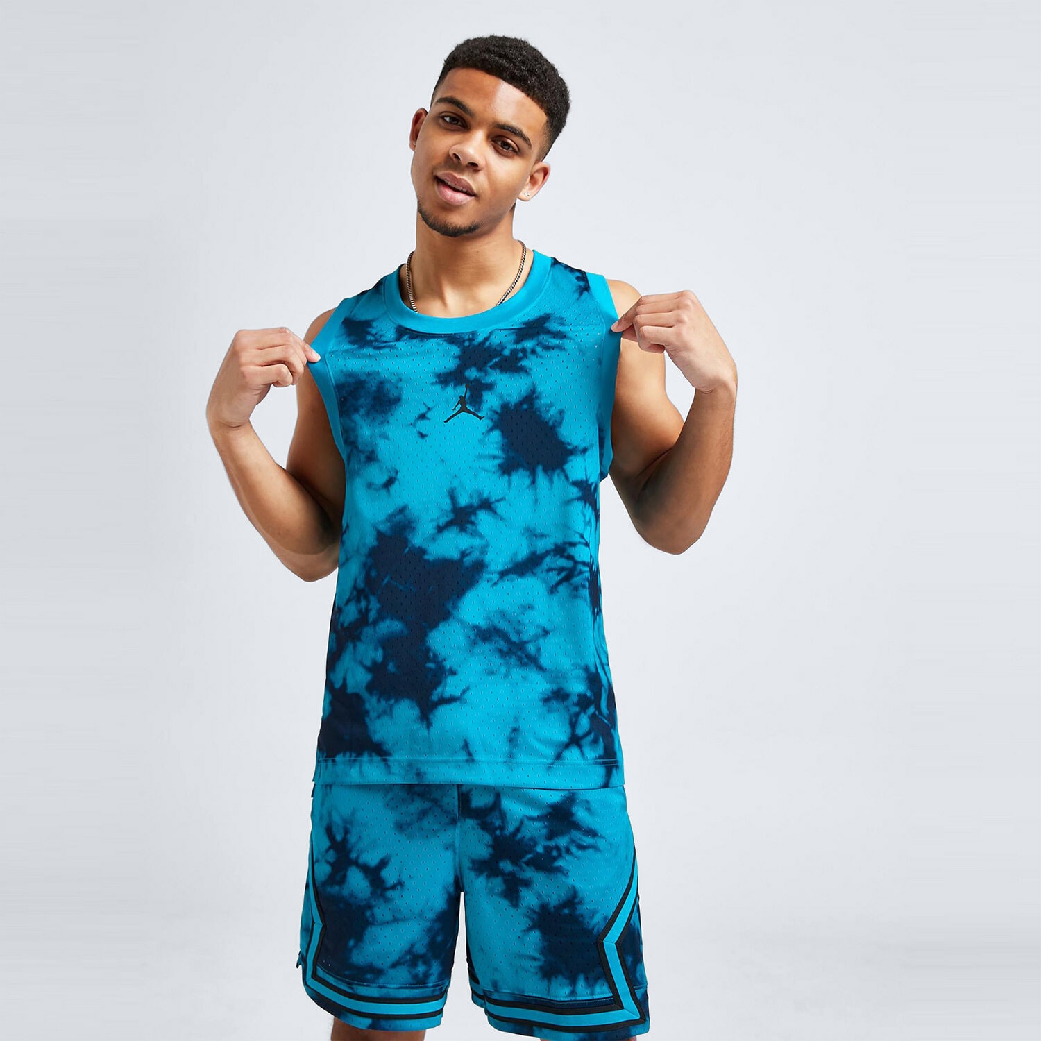 Koszulka, t-shirt sportowy męski JORDAN TANK JDAN TIE DYE JERSEY BLUE TEE DZ0565-446 CZARNY