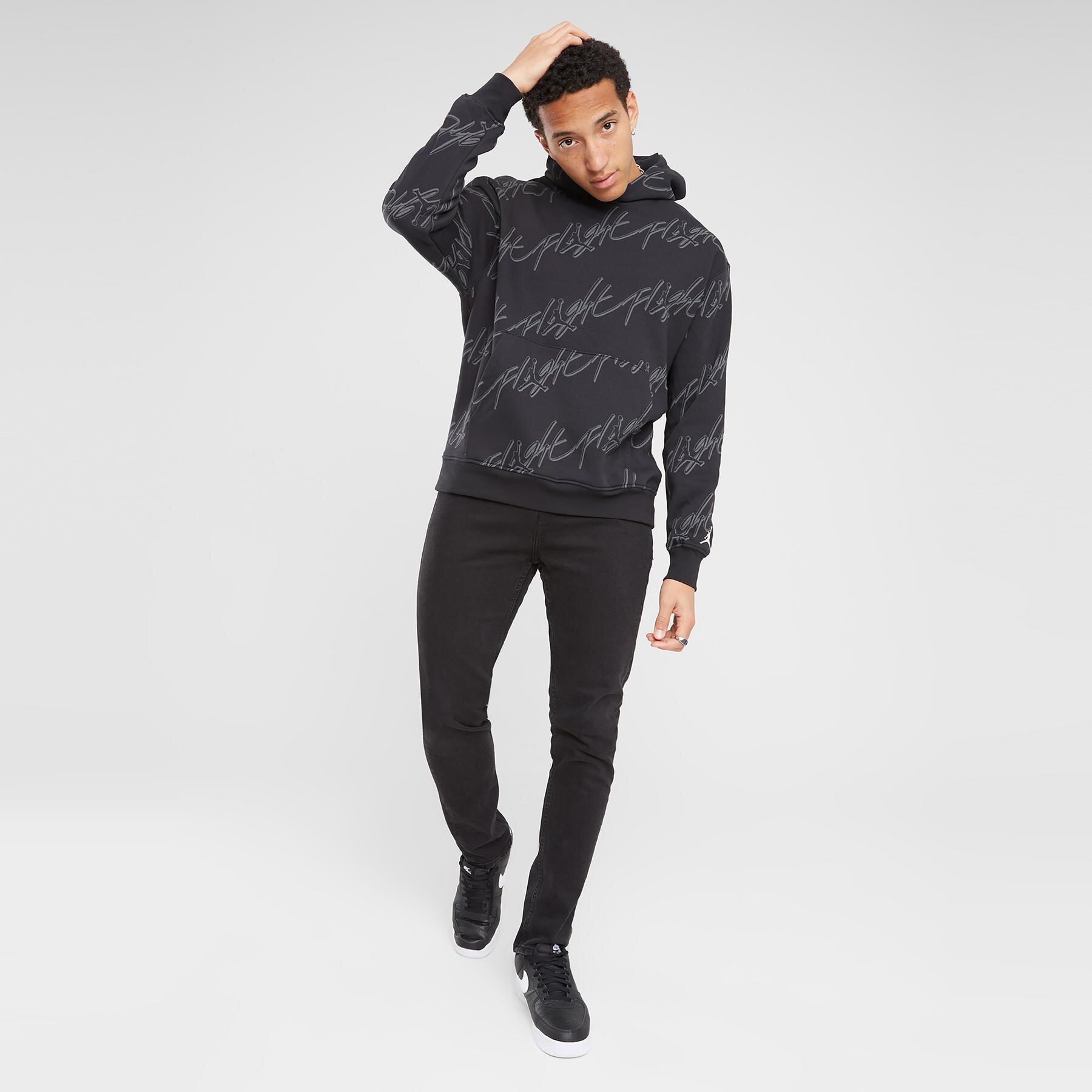 Bluza męska JORDAN BLUZA M J ESS AOP FLC PO FB7318-010 CZARNY