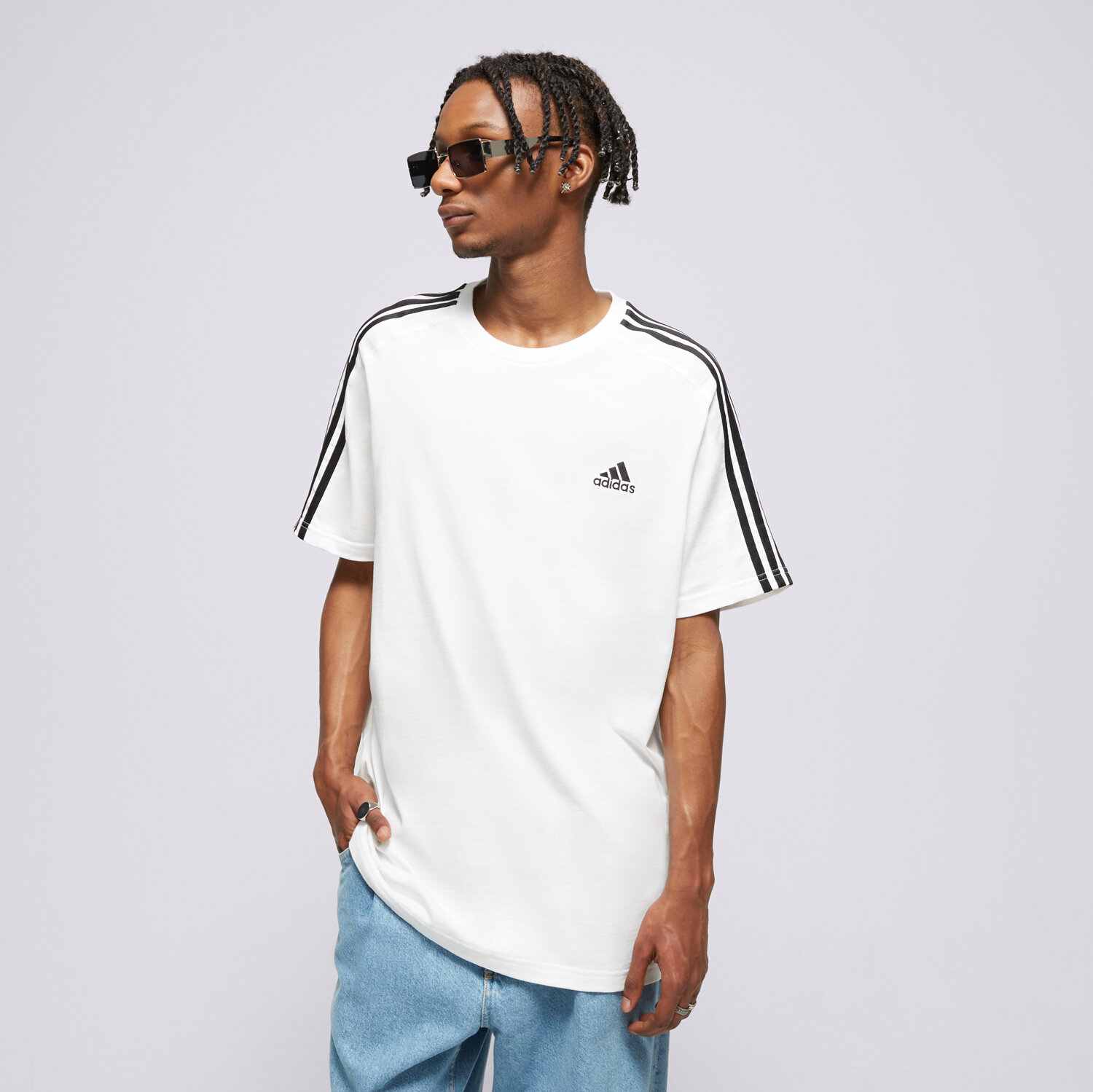 Koszulka, t-shirt sportowy męski ADIDAS T-SHIRT M 3S SJ T IC9336 BIAŁY