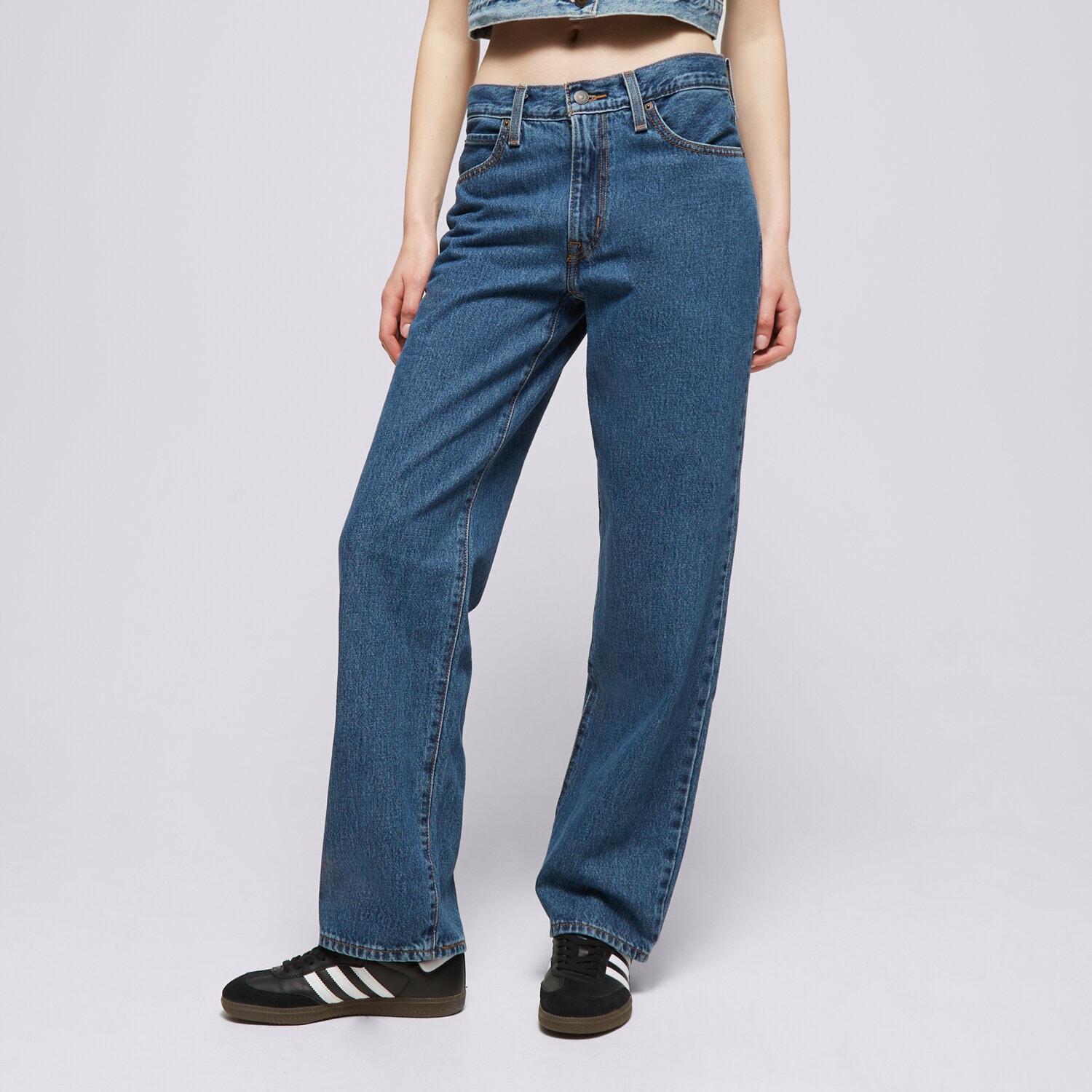 Spodnie sportowe damskie LEVI'S SPODNIE 94 BAGGY MED INDIGO - WORN IN A3510-0028 GRANATOWY