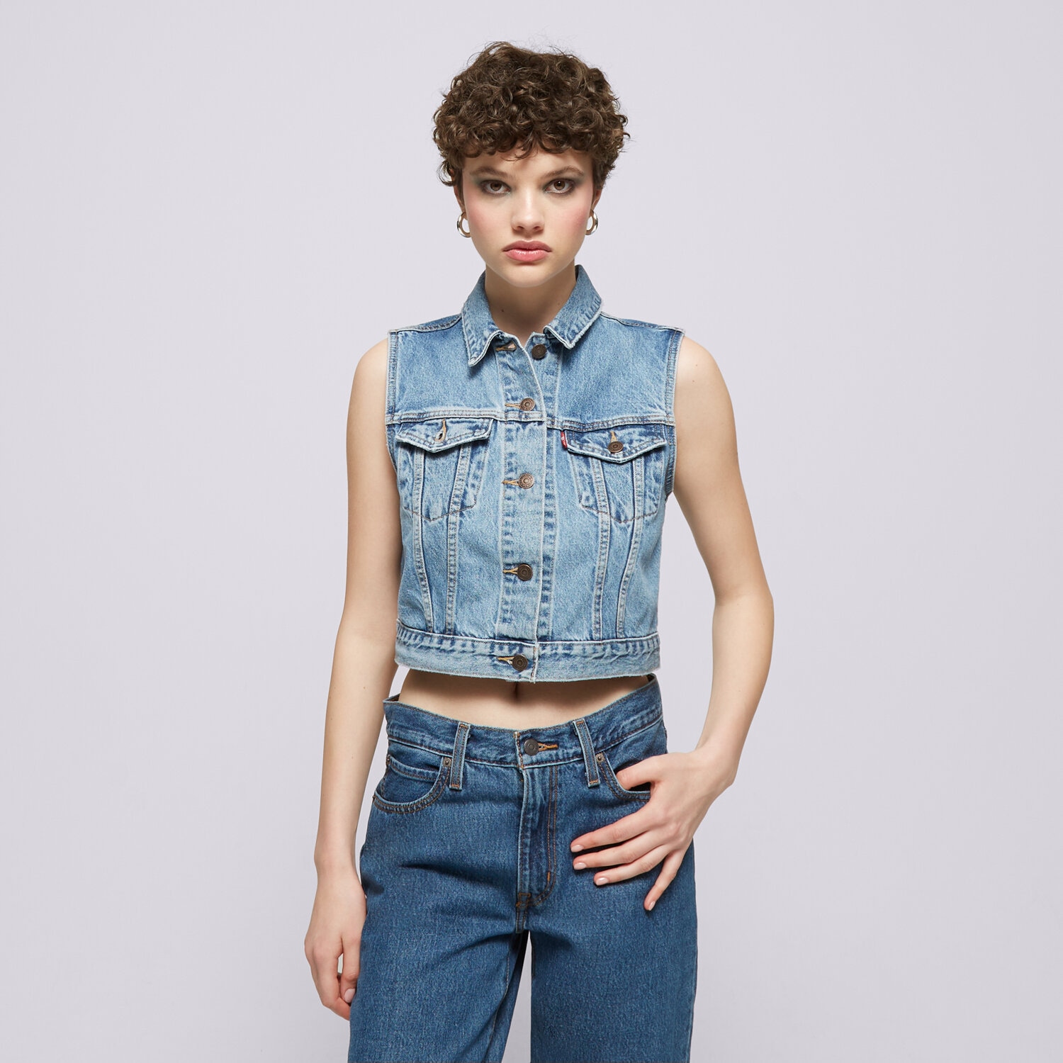 Bezrękawniki damskie sportowe LEVI'S KAMIZELKA XS VEST WAISTBAND MED INDIGO A7437-0000 NIEBIESKI