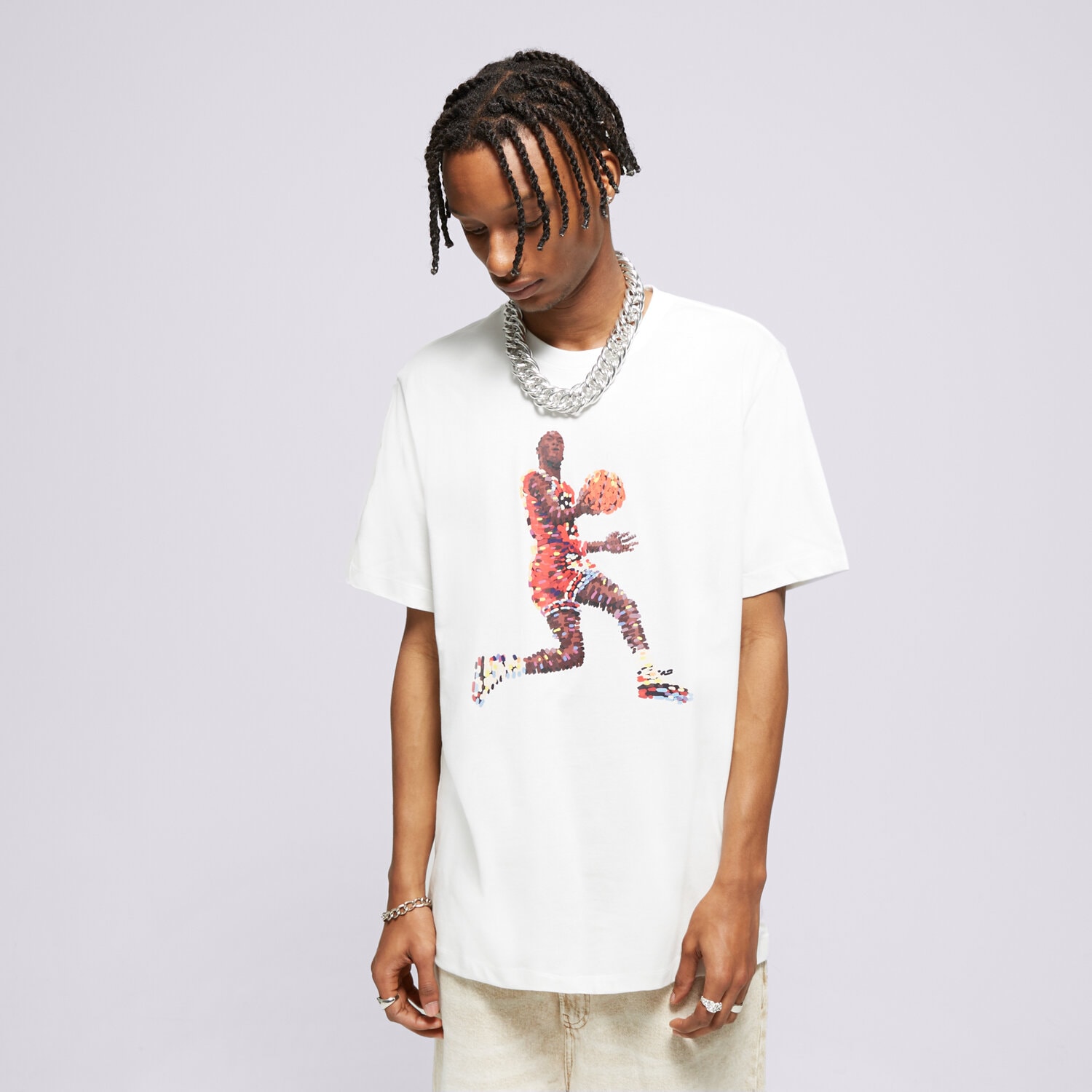 Koszulka, t-shirt sportowy męski JORDAN T-SHIRT M J FLT ESS GFX SS CREW FN6000-100 BIAŁY
