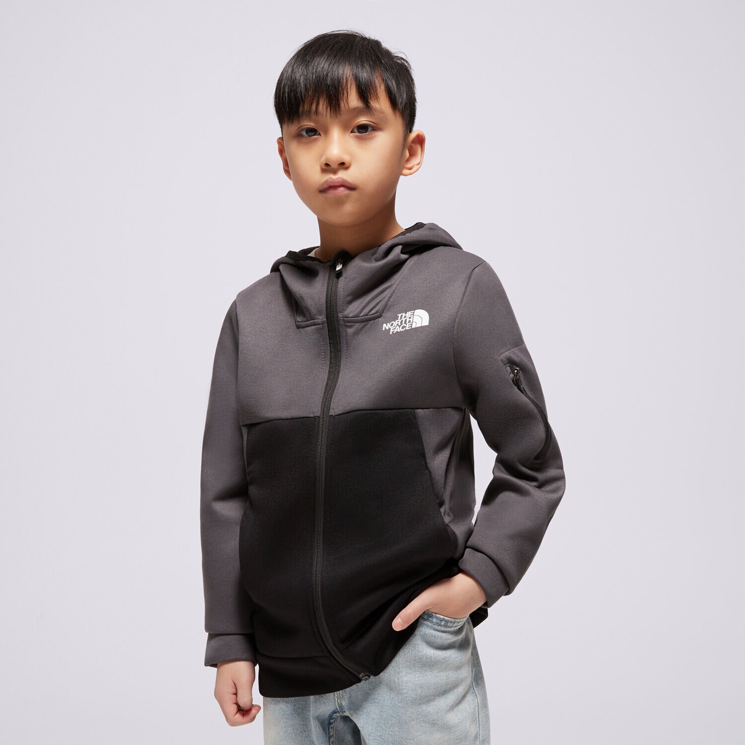 Sportowa bluza dziecięca THE NORTH FACE BLUZA ROZPINANA B NF0A89DXWUO1 SZARY