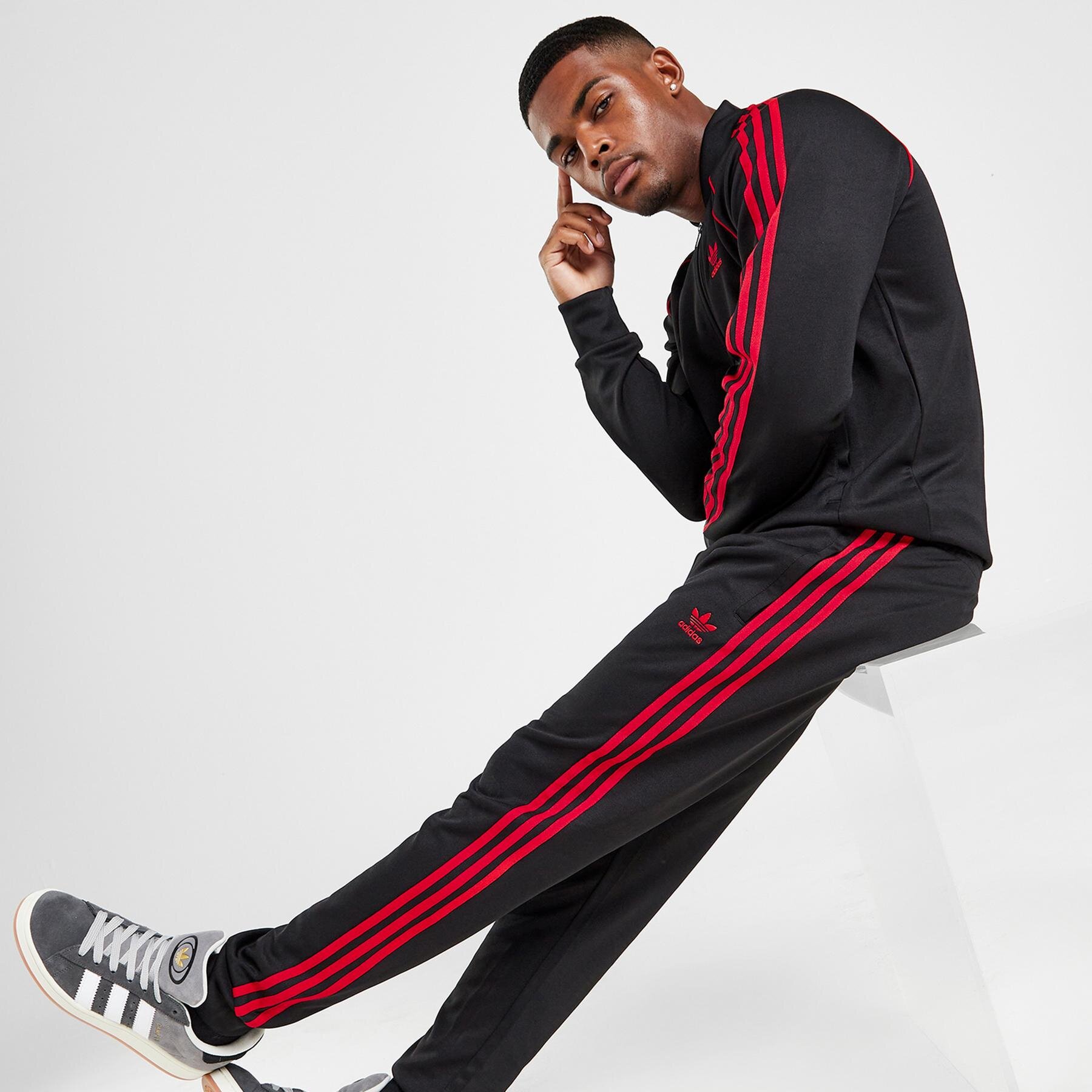 Spodnie sportowe męskie ADIDAS SPODNIE SSTAR TP BLK/RED IT7139 CZARNY