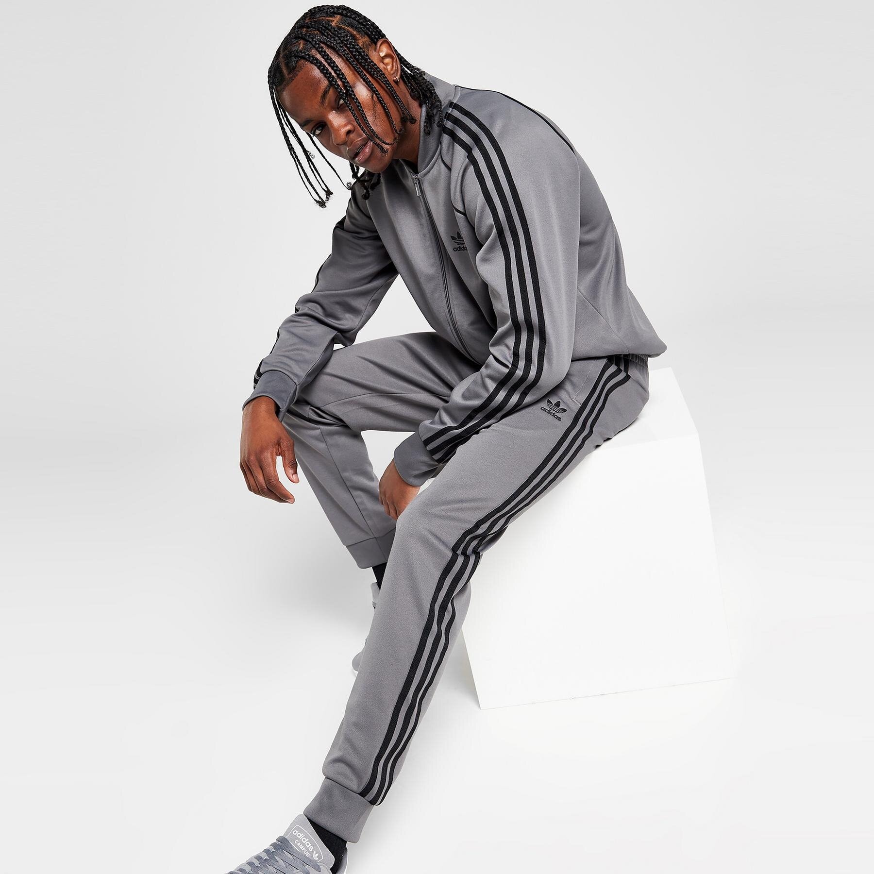 Spodnie sportowe męskie ADIDAS SPODNIE SSTAR TP GRY4/BLK IT7136 SZARY