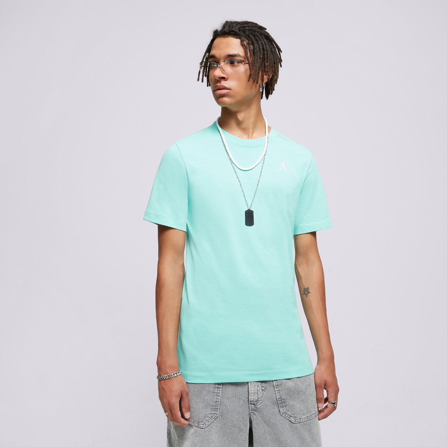 Koszulka, t-shirt sportowy męski JORDAN T-SHIRT JORDAN JUMPMAN DC7485-349 turkusowy