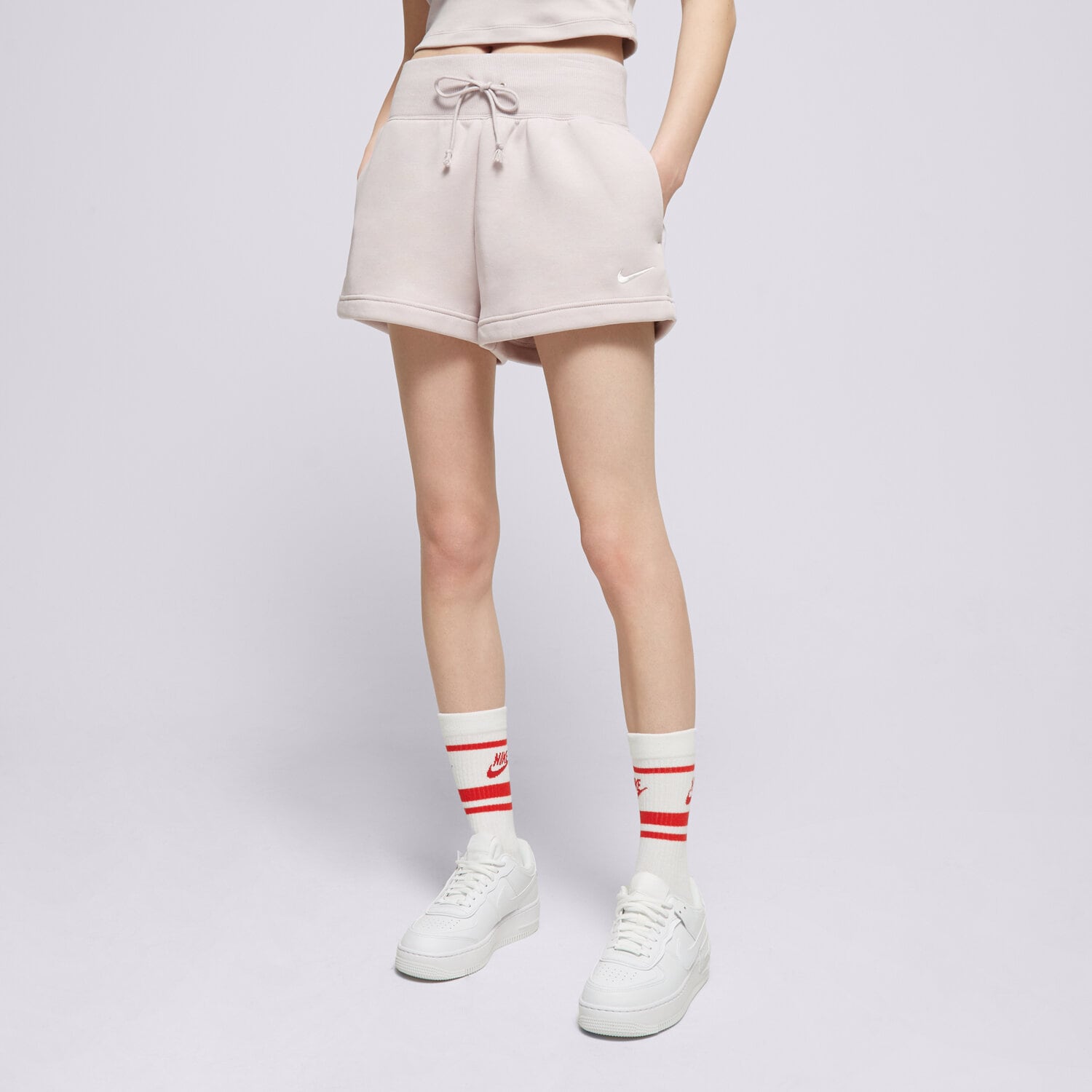 Krótkie spodenki, szorty damskie NIKE SZORTY W NSW PHNX FLC HR SHORT FD1409-019 BEŻOWY