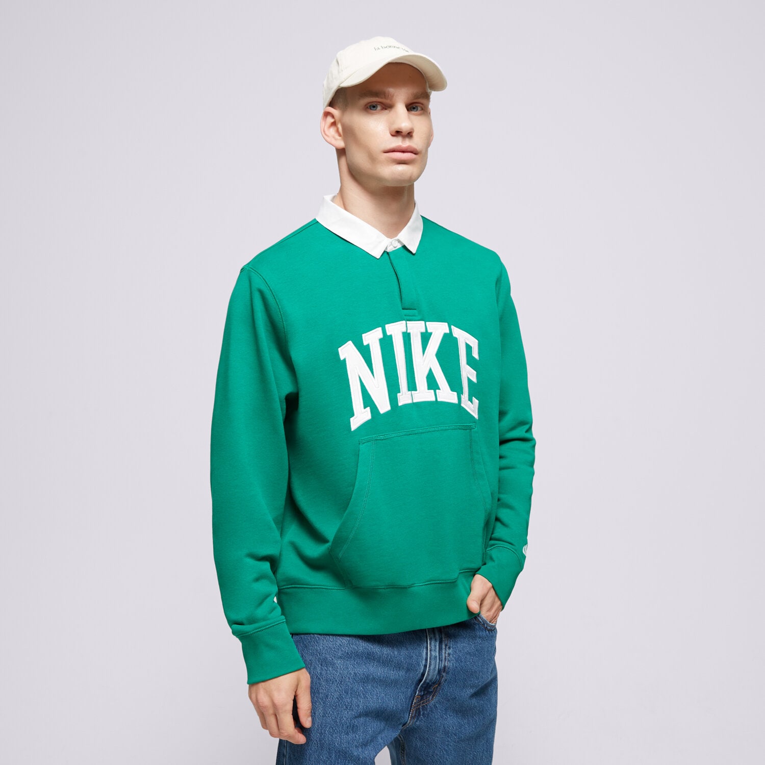 Bluza męska NIKE BLUZA M NK CLUB HBR FT LS POLO FN3112-365 ZIELONY