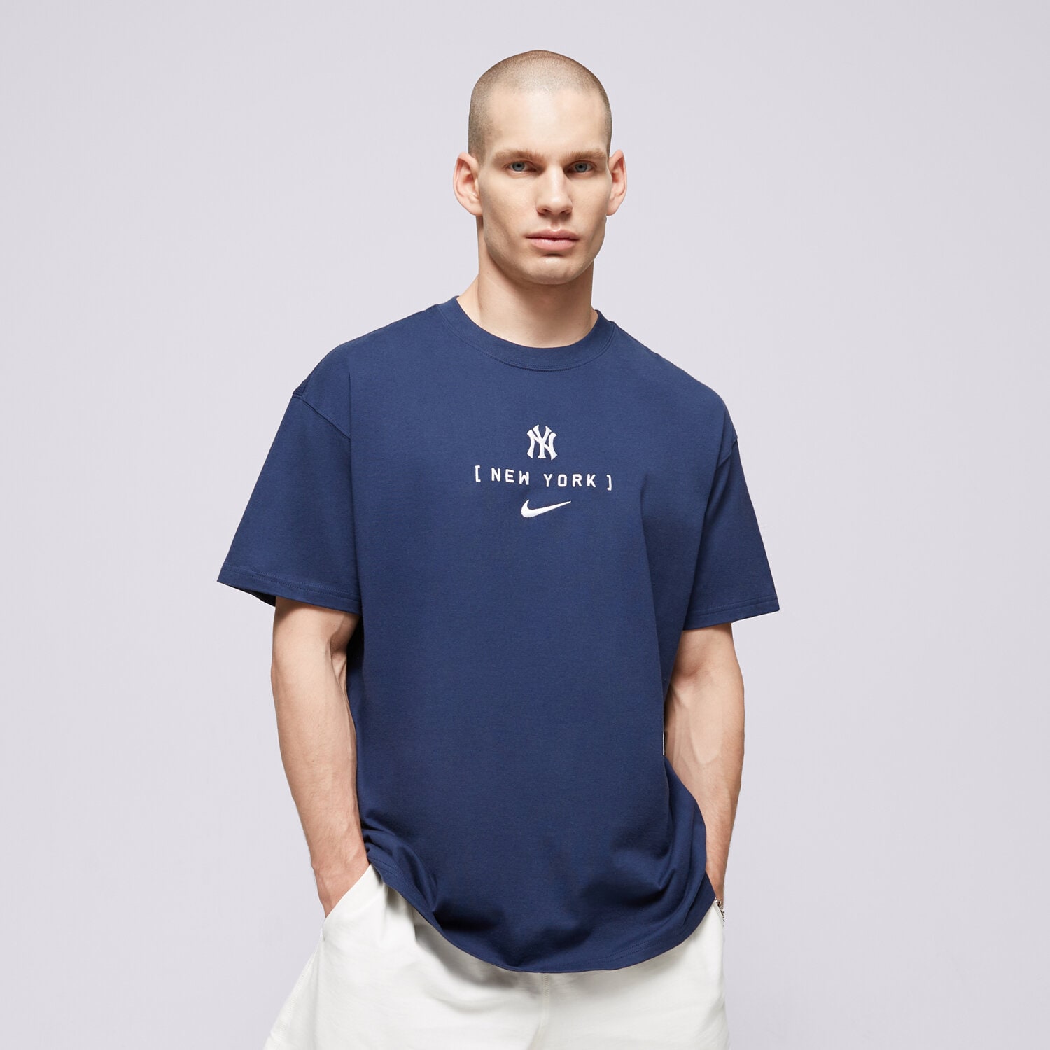 Koszulka, t-shirt sportowy męski NIKE T-SHIRT NEW YORK YANKEES MLB 01AY-44B-NK-JNS GRANATOWY