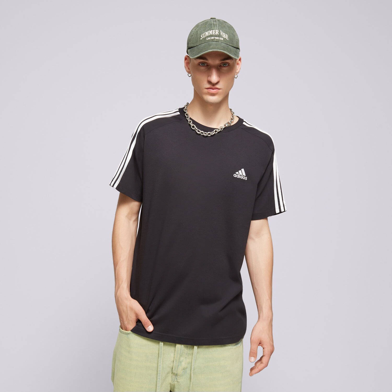 Koszulka, t-shirt sportowy męski ADIDAS T-SHIRT M 3S SJ T IC9334 CZARNY